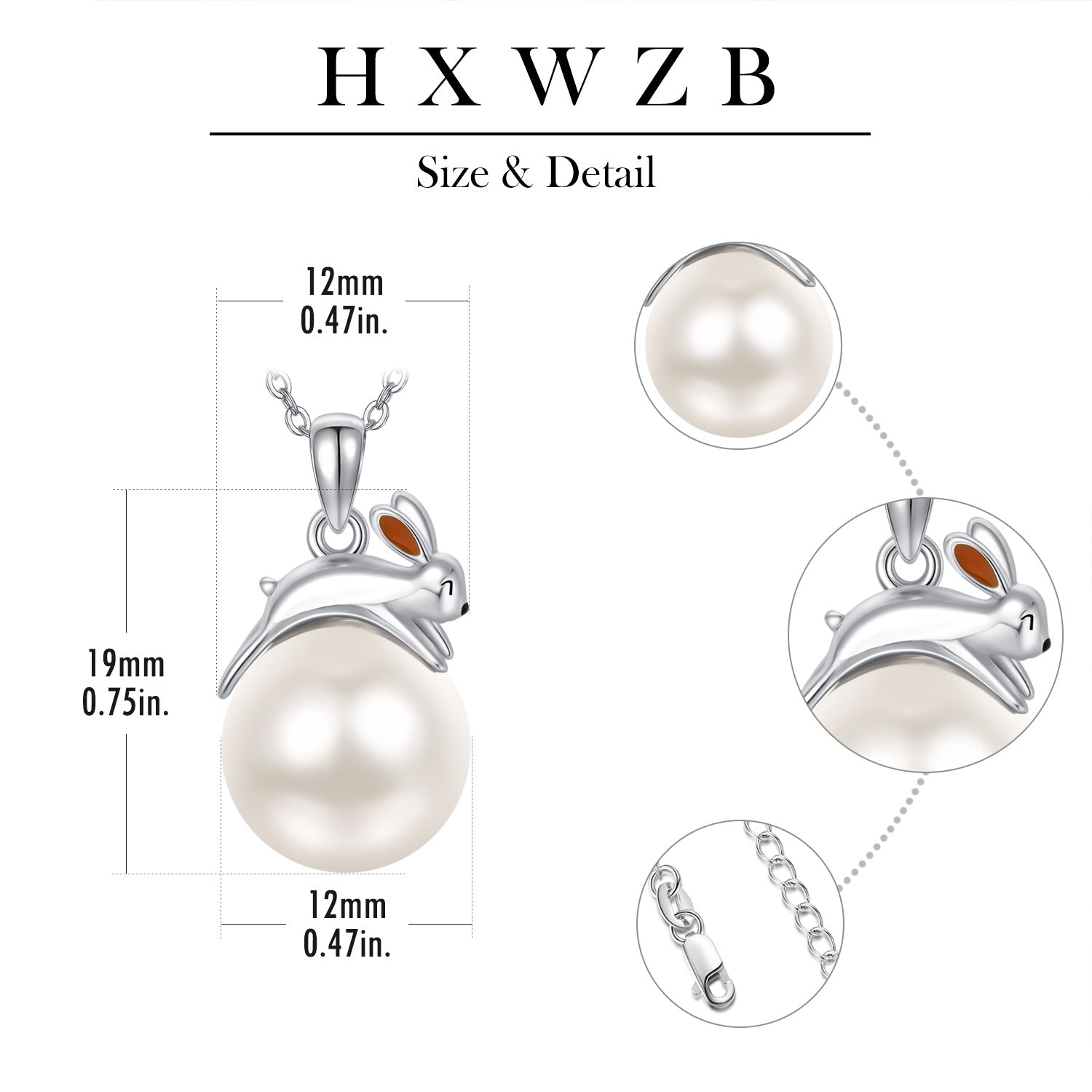 Sterling Silver Pearl Rabbit Pendant Necklace