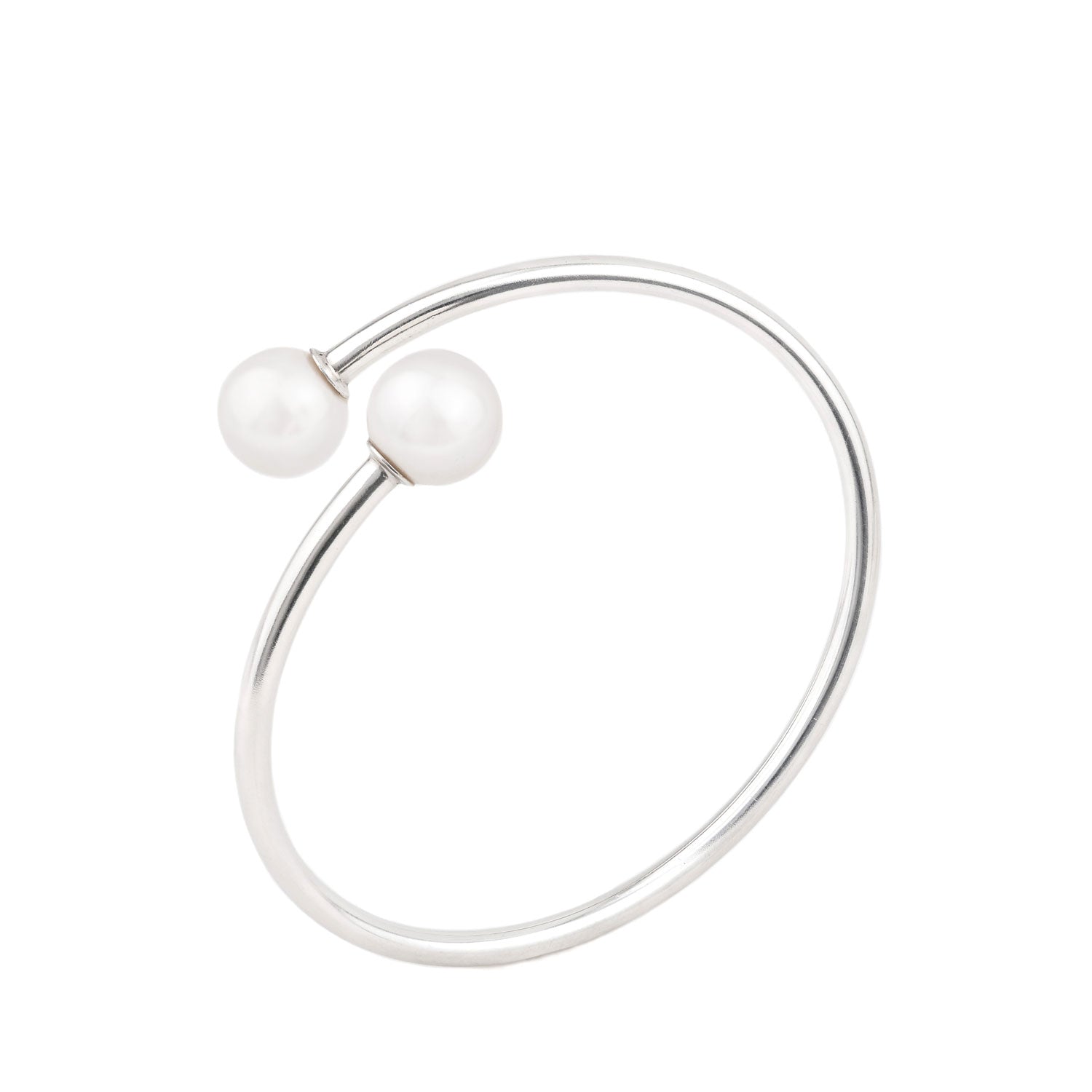 Bangle Bracelet Sterling Silver And Pearls Fine