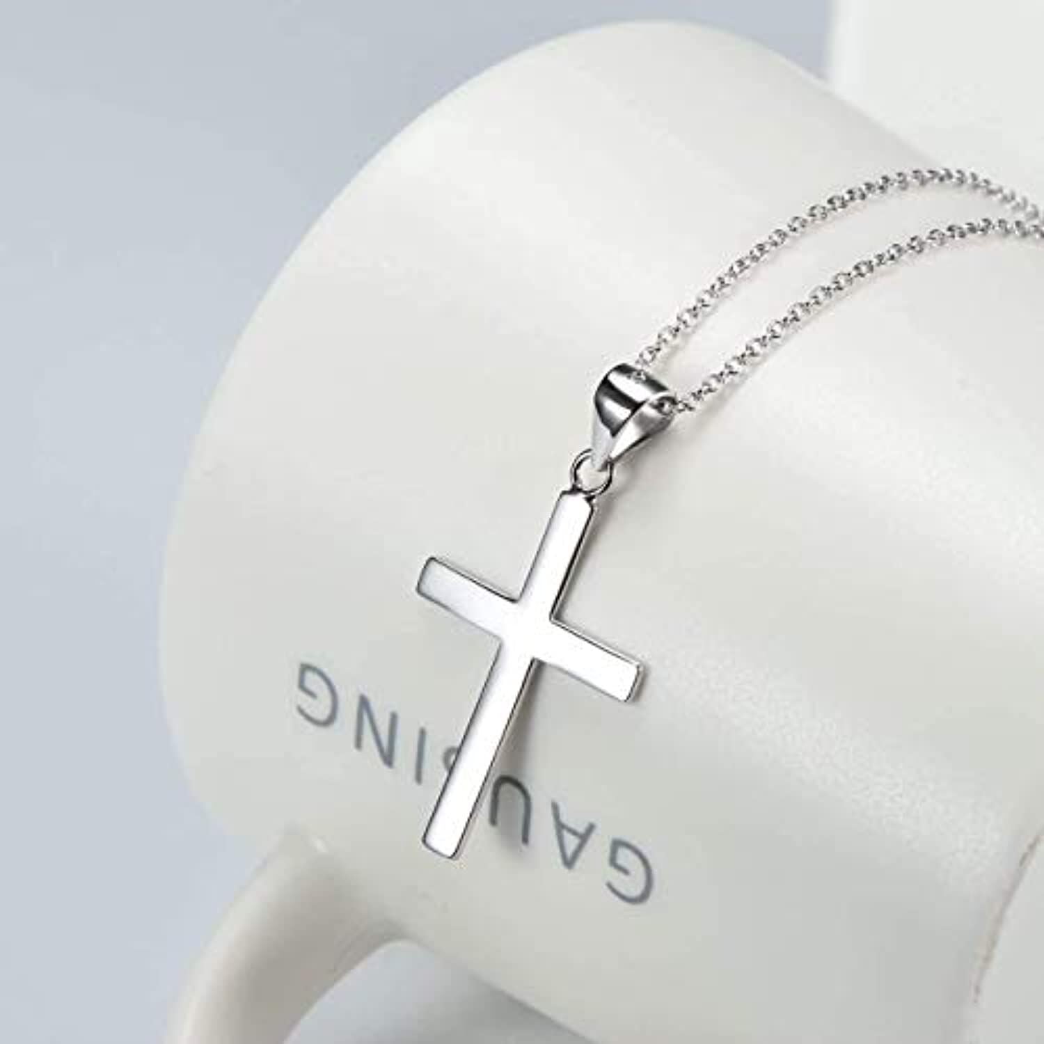 Sterling Silver Plain Cross Pendant Necklace