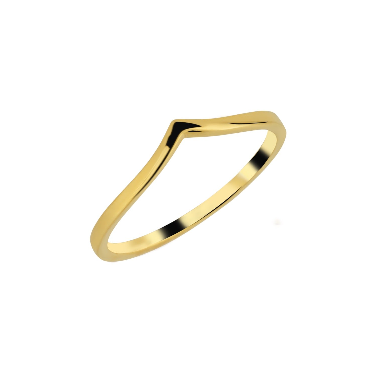 Sterling Silver Plain Polished Wishbone V Ring - Gold