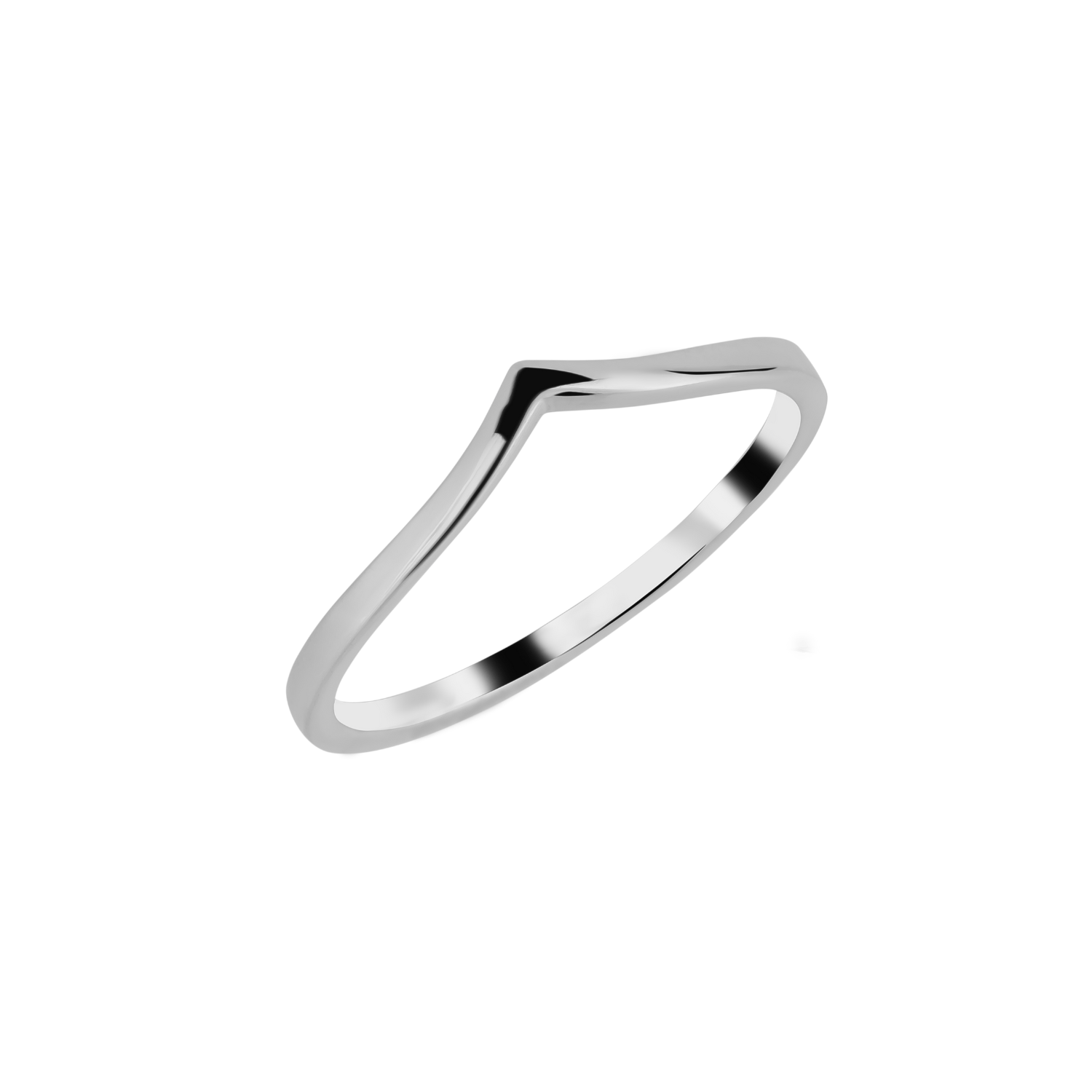 Sterling Silver Plain Polished Wishbone V Ring - Silver