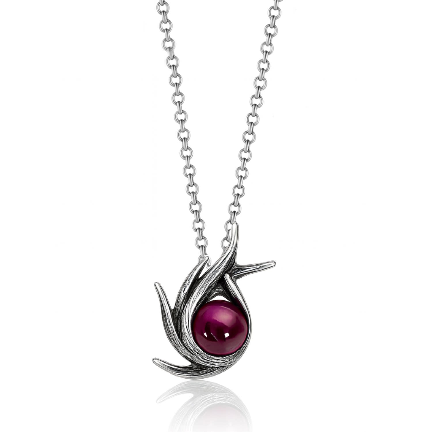 Sterling Silver Poseidonia With Stone Necklace - Elegant Jewelry For Women