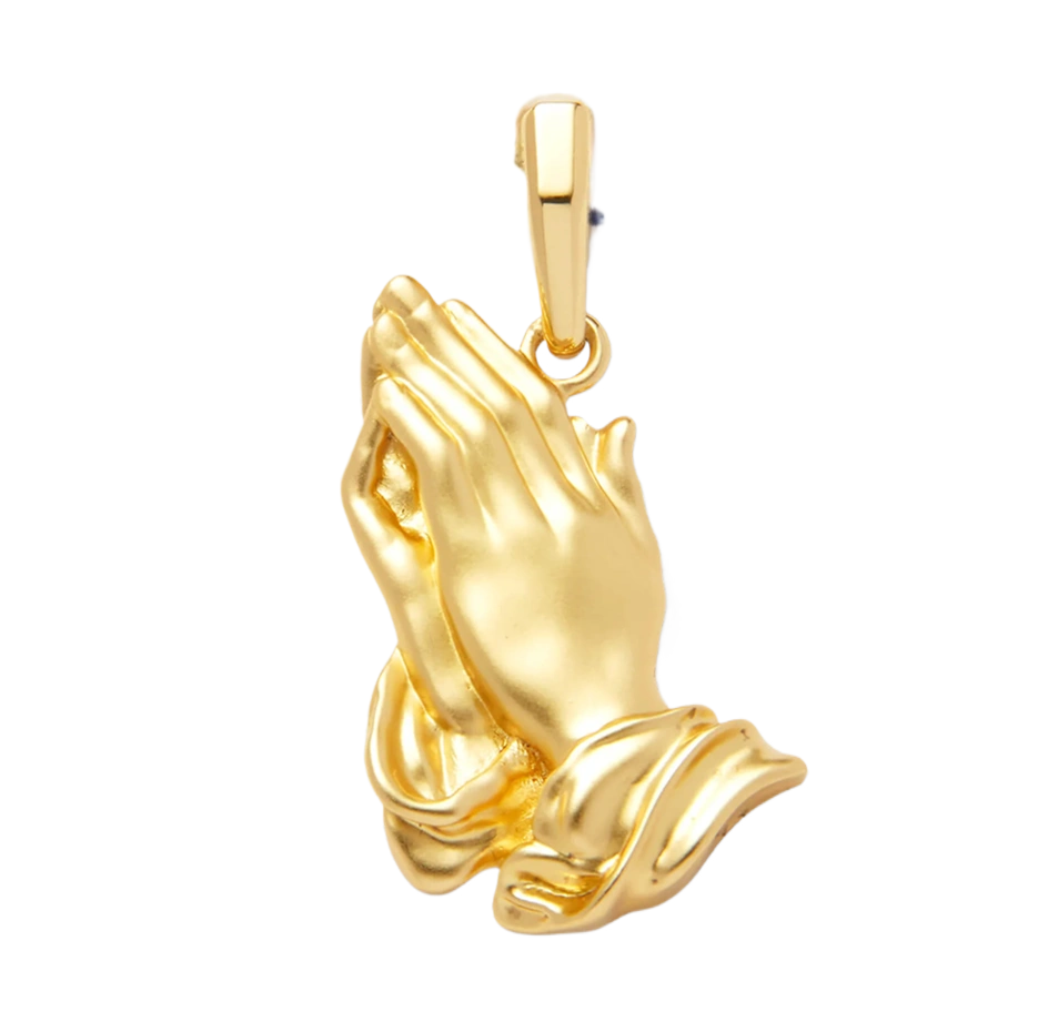 Sterling Silver with Yellow Gold Plated Praying Hands Pendant