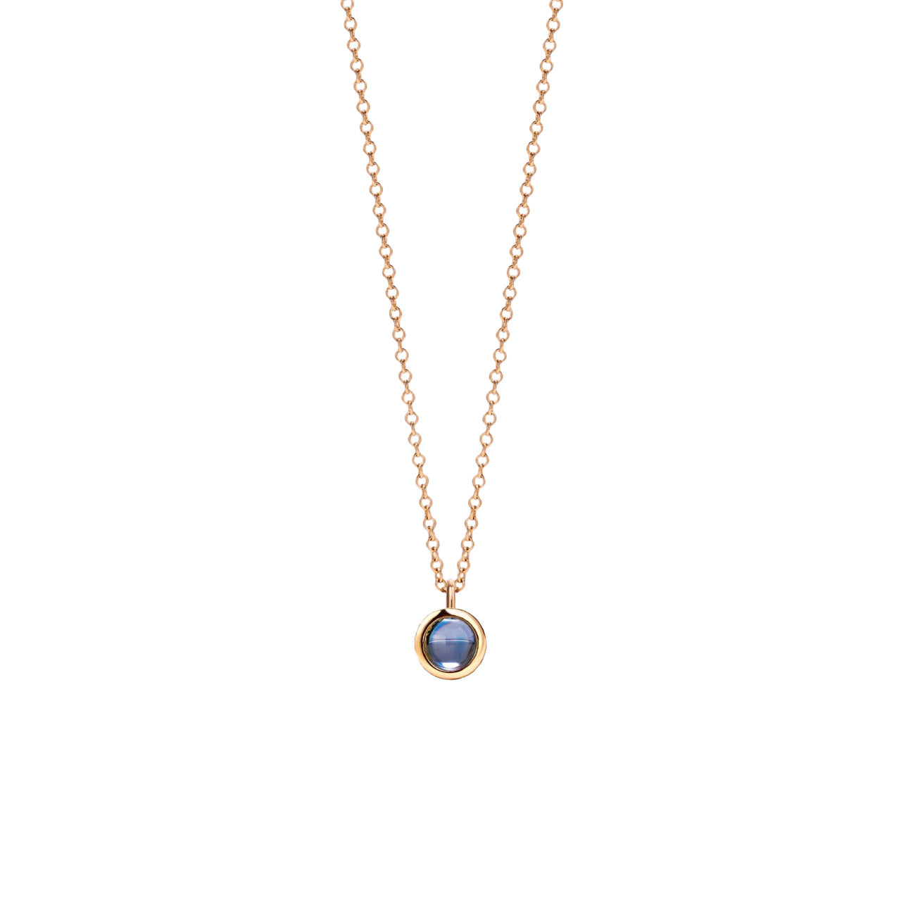 Sterling Silver Projection Stone Round Pendant Necklace