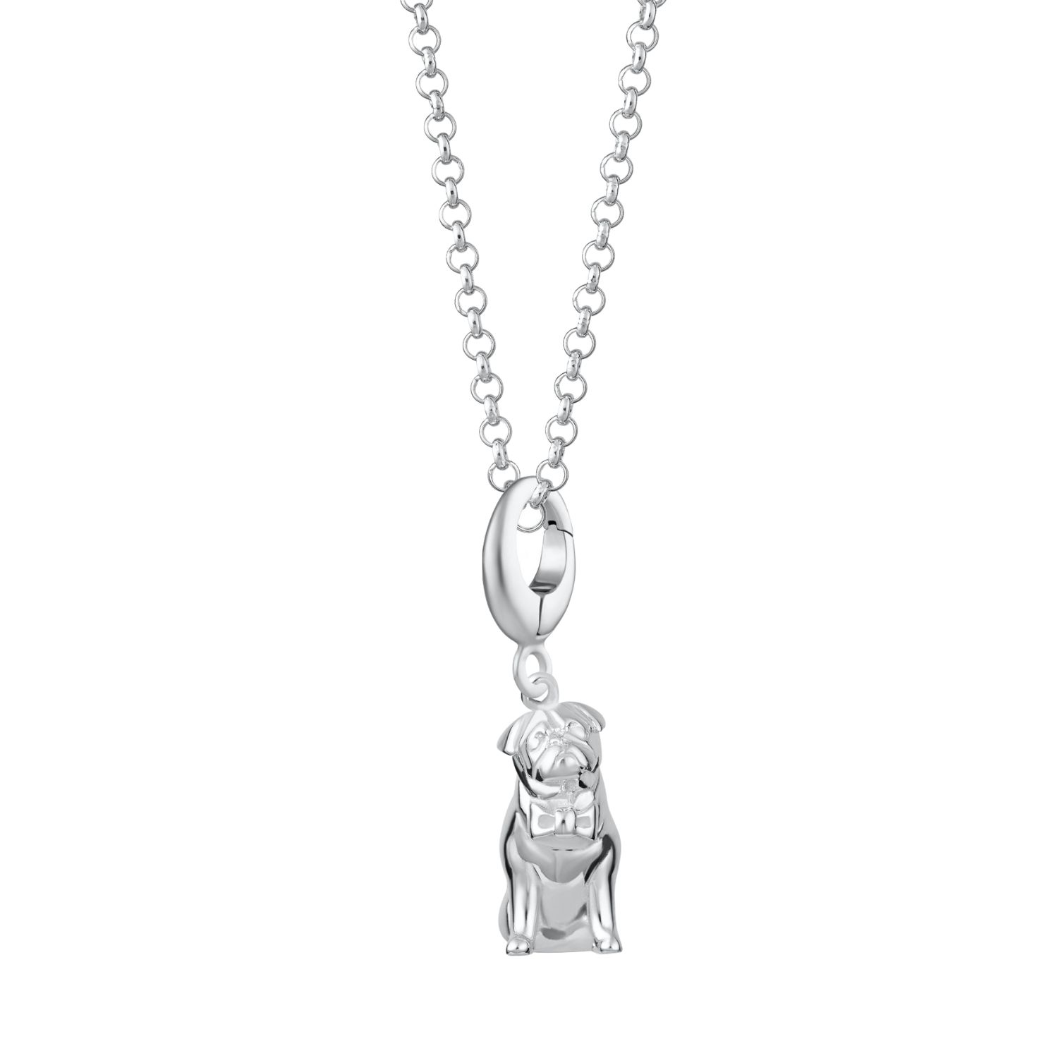 Sterling Silver Pug Charm Necklace
