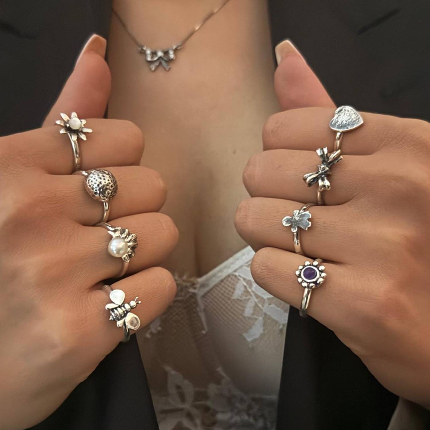 Sterling Silver Girl Ring – Sweet, Symbolic, Adjustable - Unaloe Handmade Ring For Women