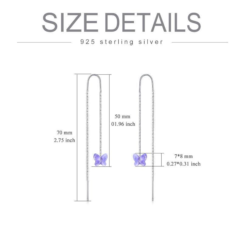 Sterling Silver Crystal Butterfly Drop Earrings