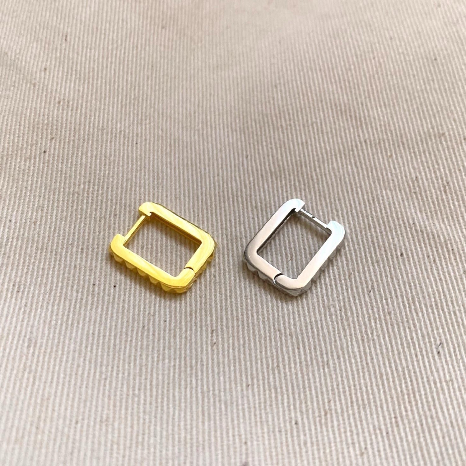 Sterling Silver Rectangular Hoop Earrings - Rose Gold