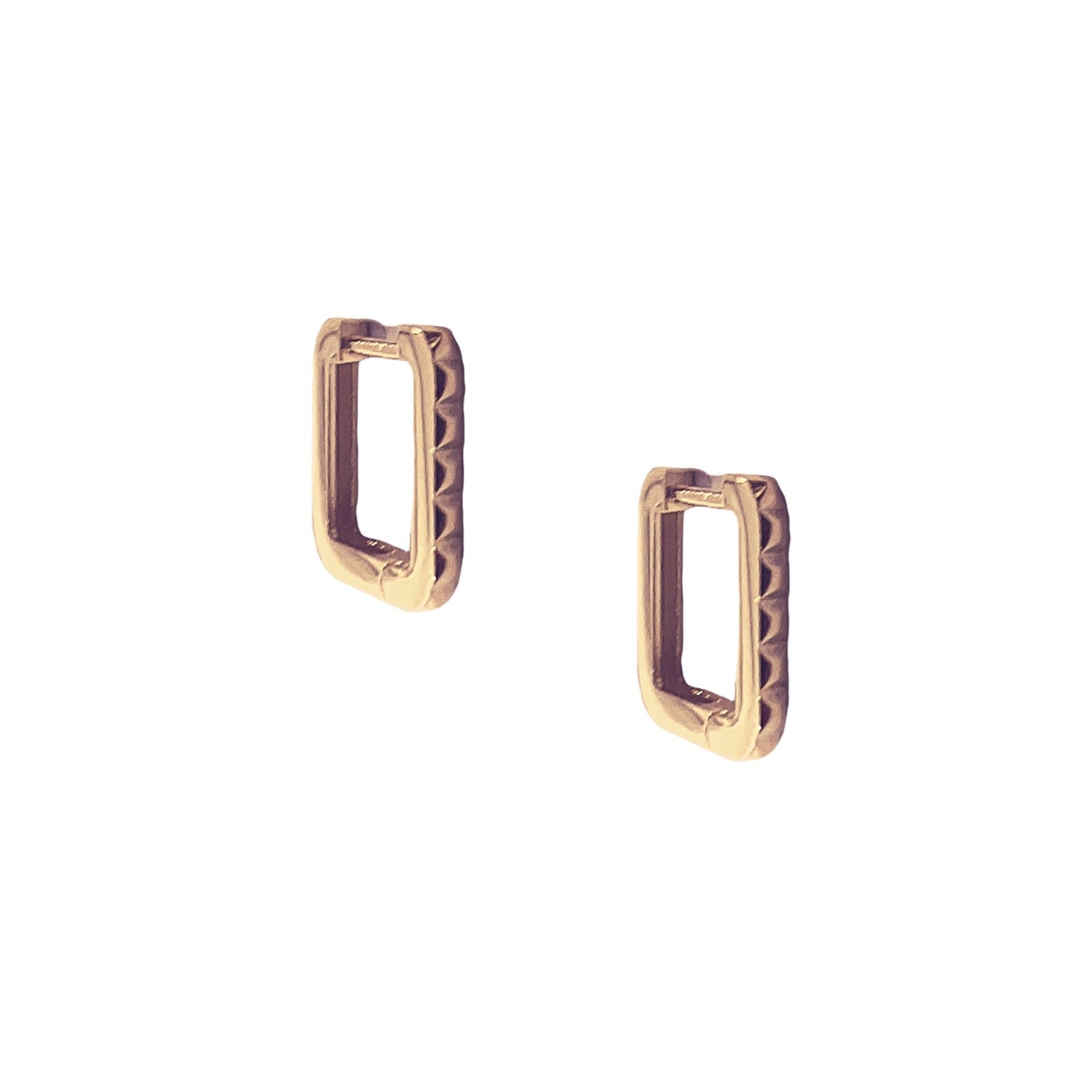 Sterling Silver Rectangular Hoop Earrings - Rose Gold