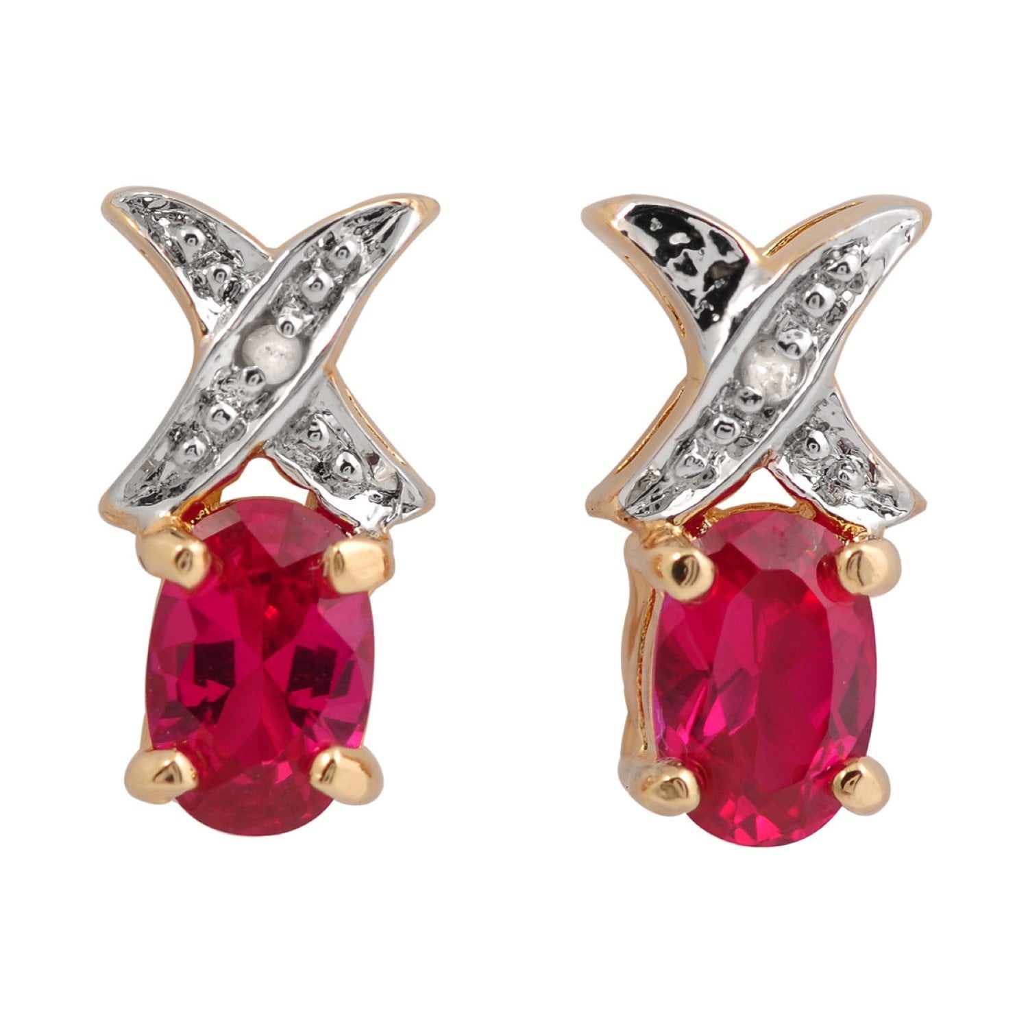 Sterling Silver Red Cubic Zirconia Oval Solitaire