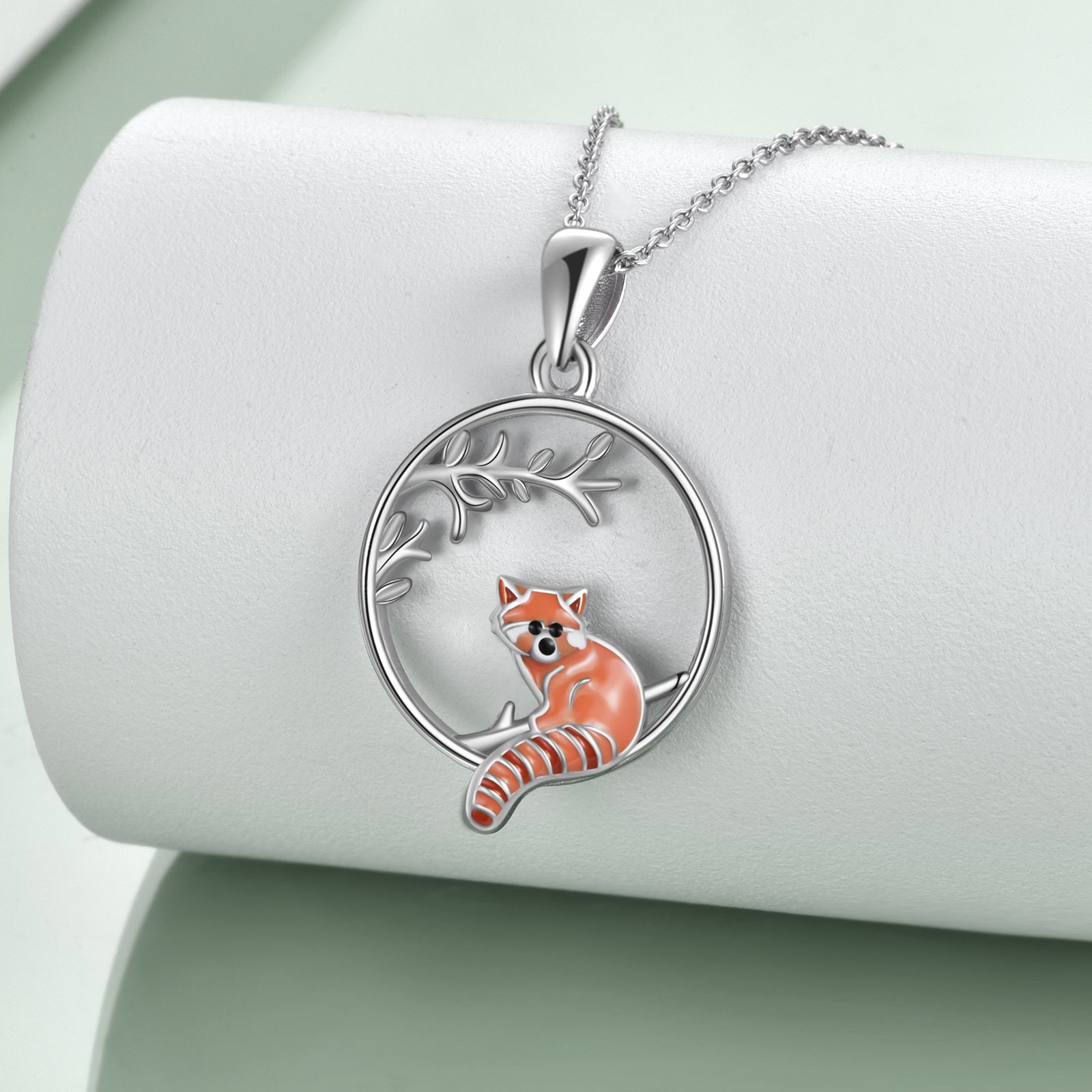 Sterling Silver Red Panda Pendant Necklace