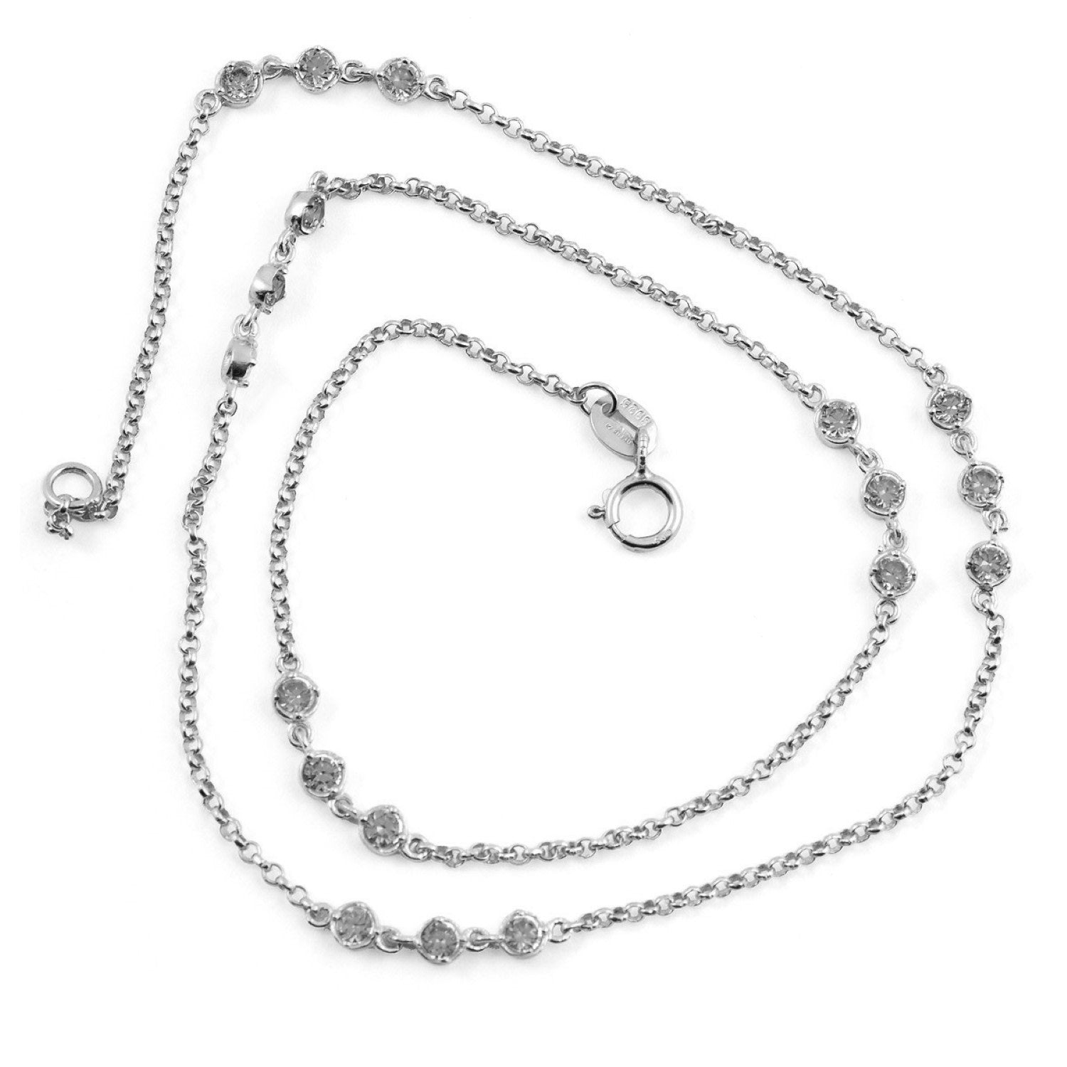 Sterling Silver Rhodium Plated Cubic Zirconia Accent Necklace