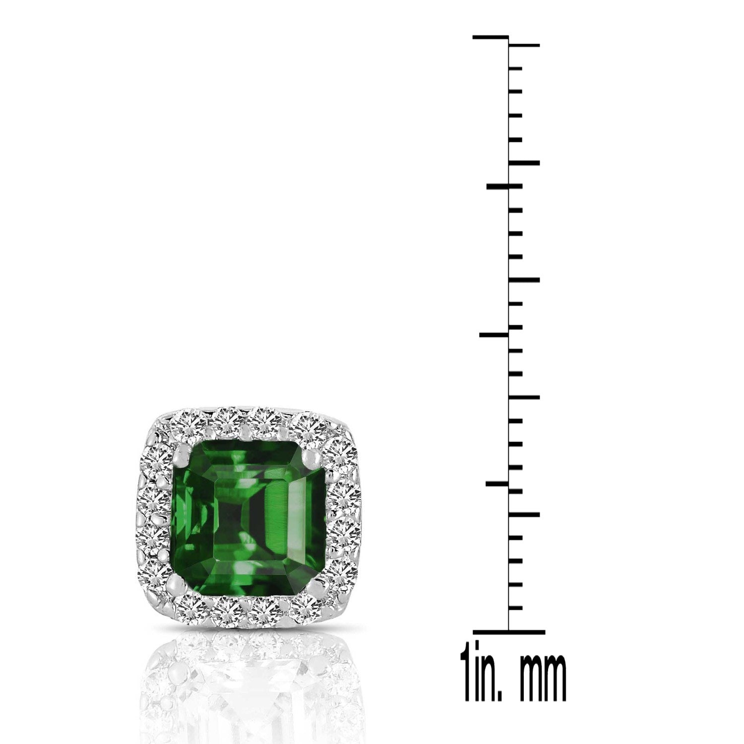 Sterling Silver Rhodium Plated Emerald Square Shape Assher Cut Cubic Zirconia Earrings