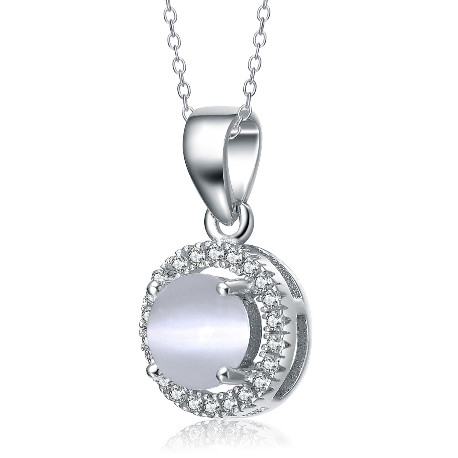 Sterling Silver Rhodium Plated White Cubic Zirconia Pendant