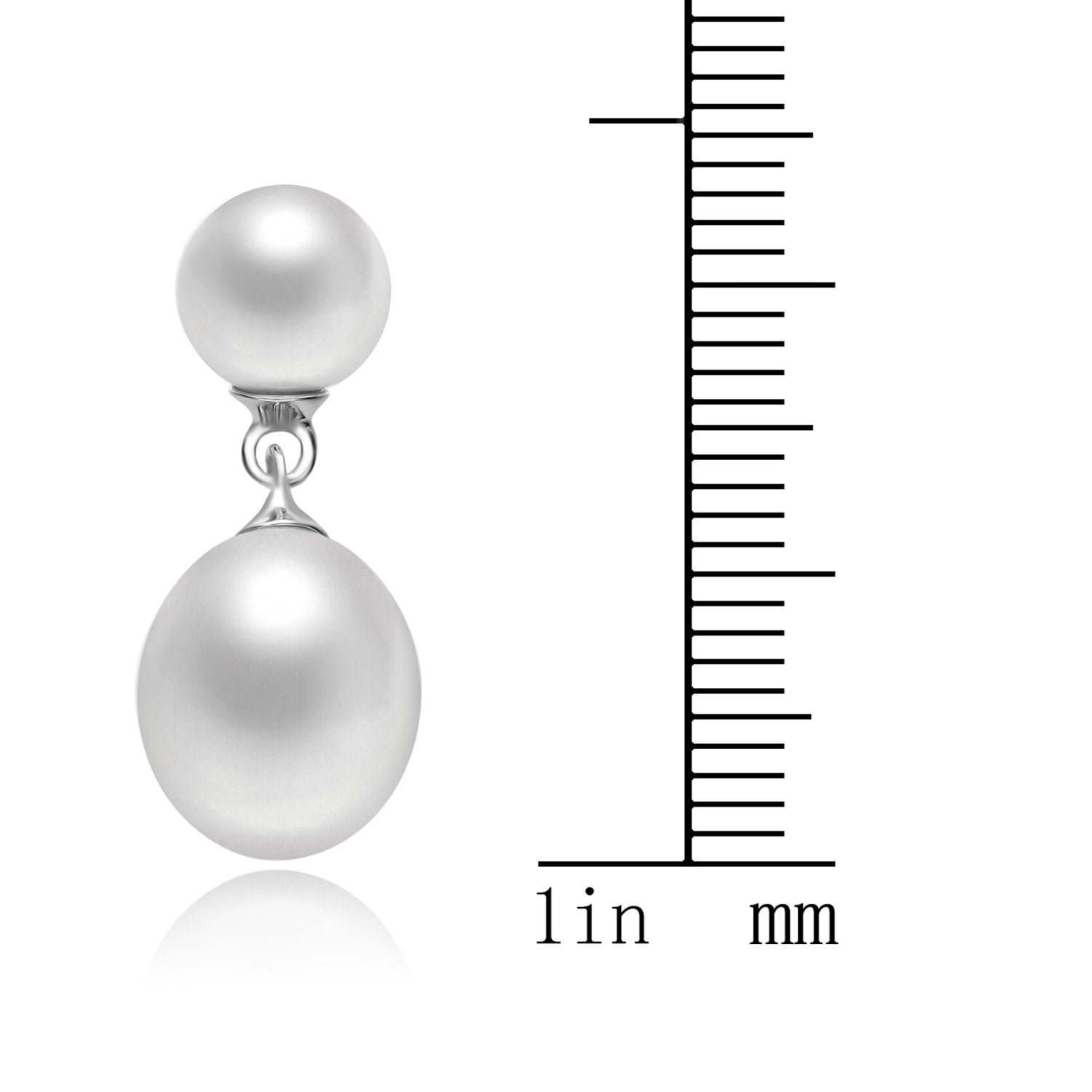 Sterling Silver Rhodium Plated White Pearl Drop Earrings