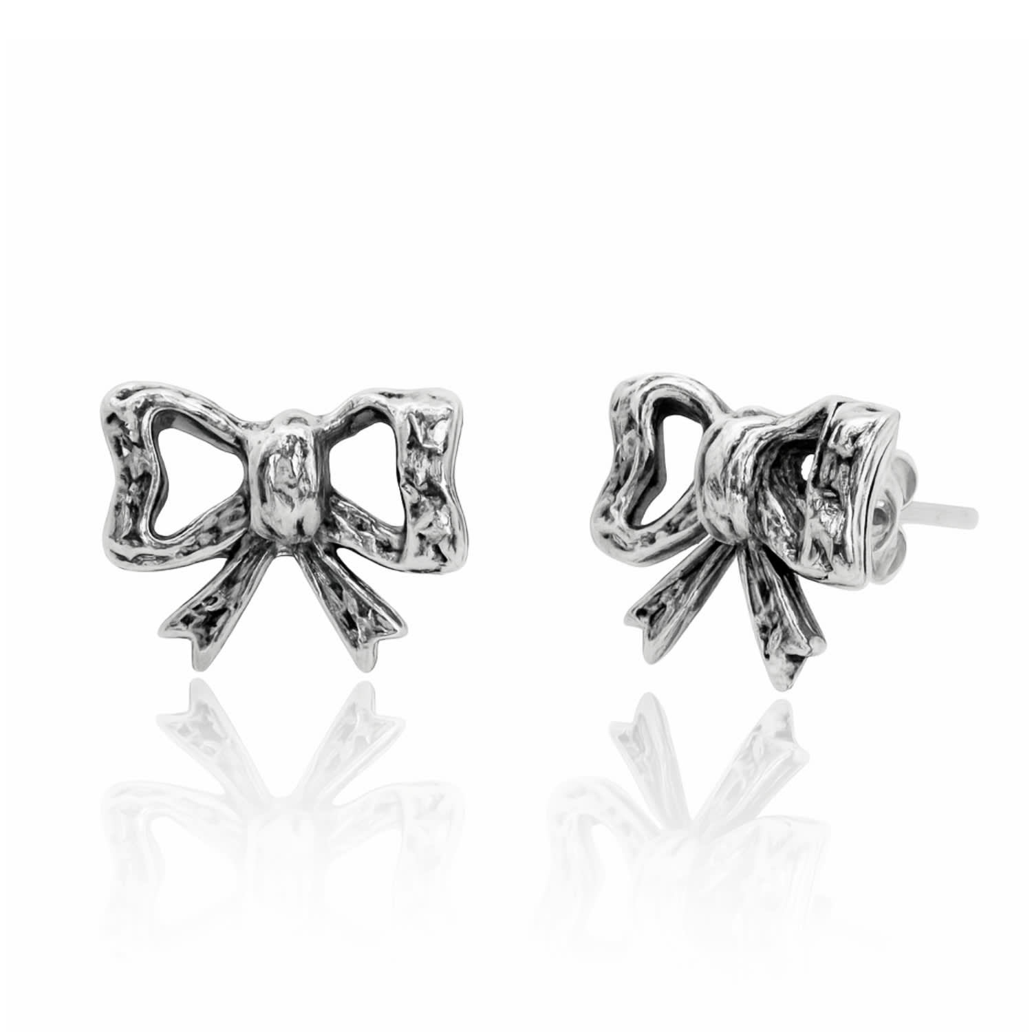 Sterling Silver Ribbon Bow Earrings – Chic Minimal Style And Symbol Of Grace – Unaloe Jewellery For Women