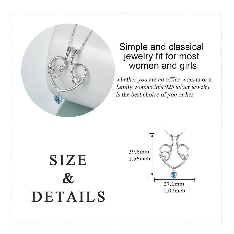 Sterling Silver Cubic Zirconia Ring Holder & Stethoscope Pendant Necklace