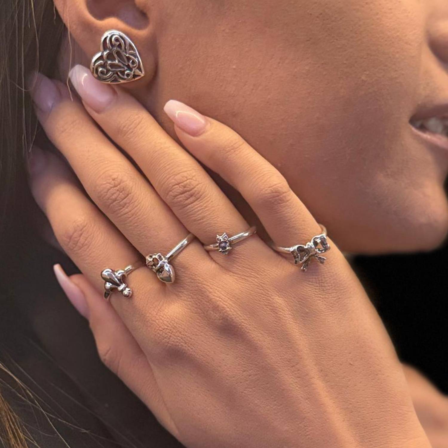 Adjustable Ring With Crown And Heart In Sterling Silver - Unaloe Handmade Italian Jewelry