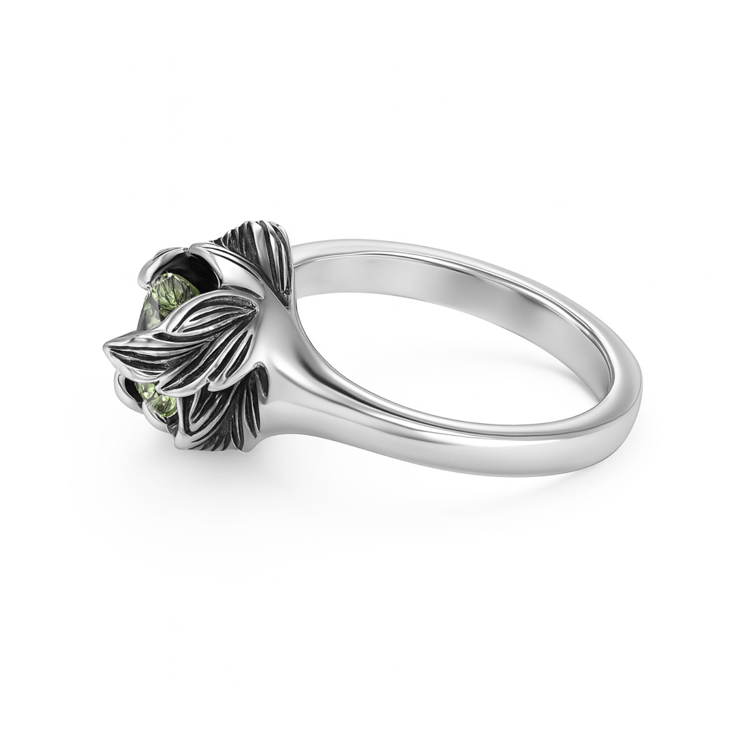 Sterling Silver Ring With Green Zircon Coleus– Unaloe Handmade Jewelry For Women
