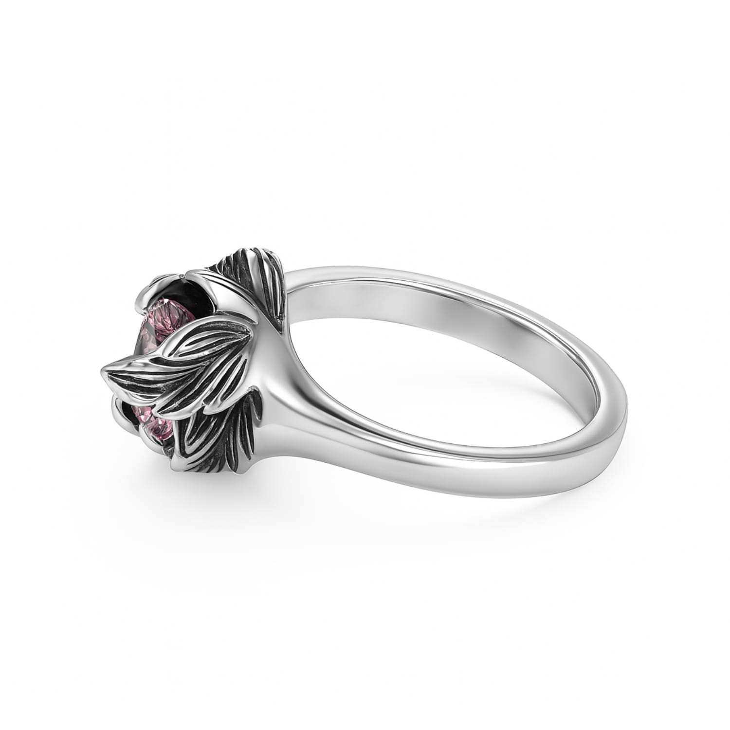 Sterling Silver Ring With Pink Zircon Coleus– Unaloe Handmade Jewelry For Women