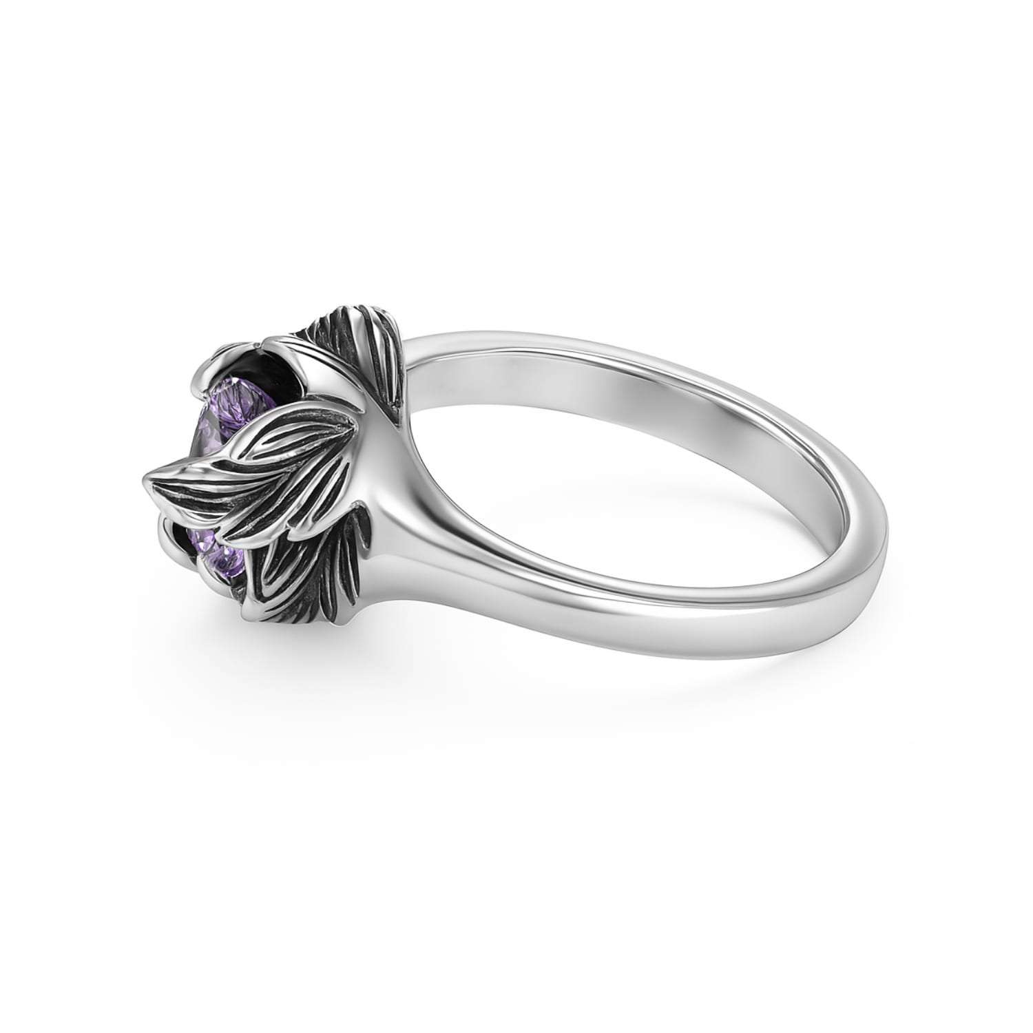 Sterling Silver Ring With Purple Zircon Coleus– Unaloe Handmade Jewelry For Women