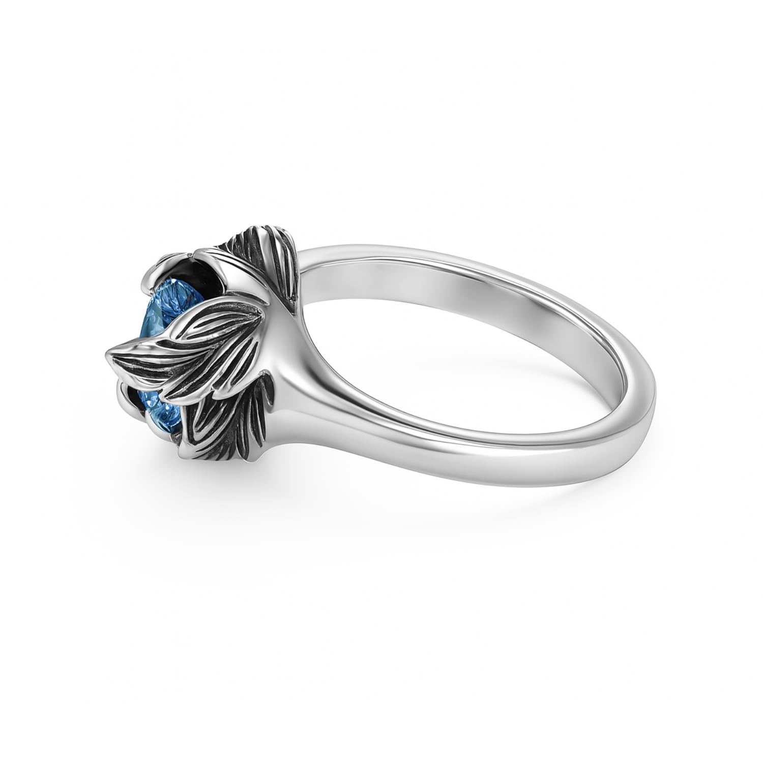 Sterling Silver Ring With Royal Blue Zirconia Coleus– Unaloe Handmade Jewelry For Women
