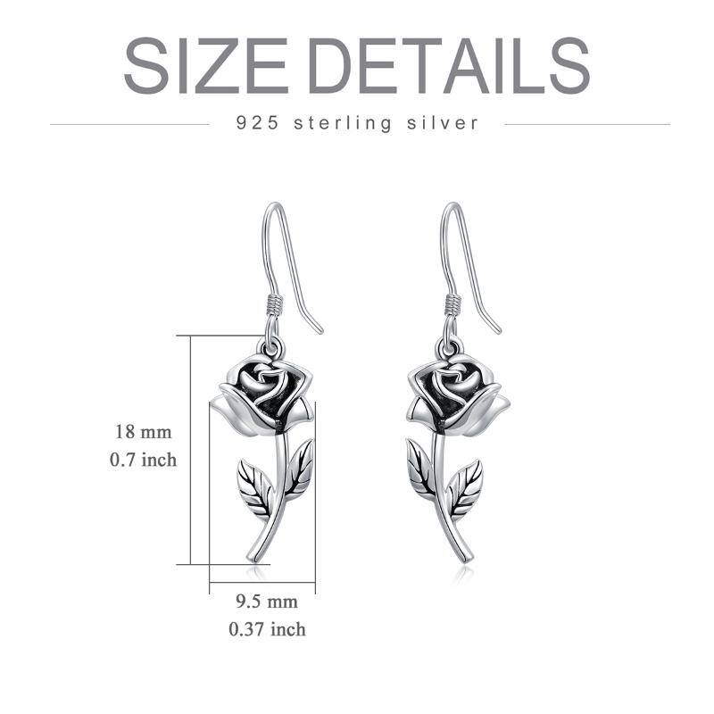 Sterling Silver Rose Drop Earrings