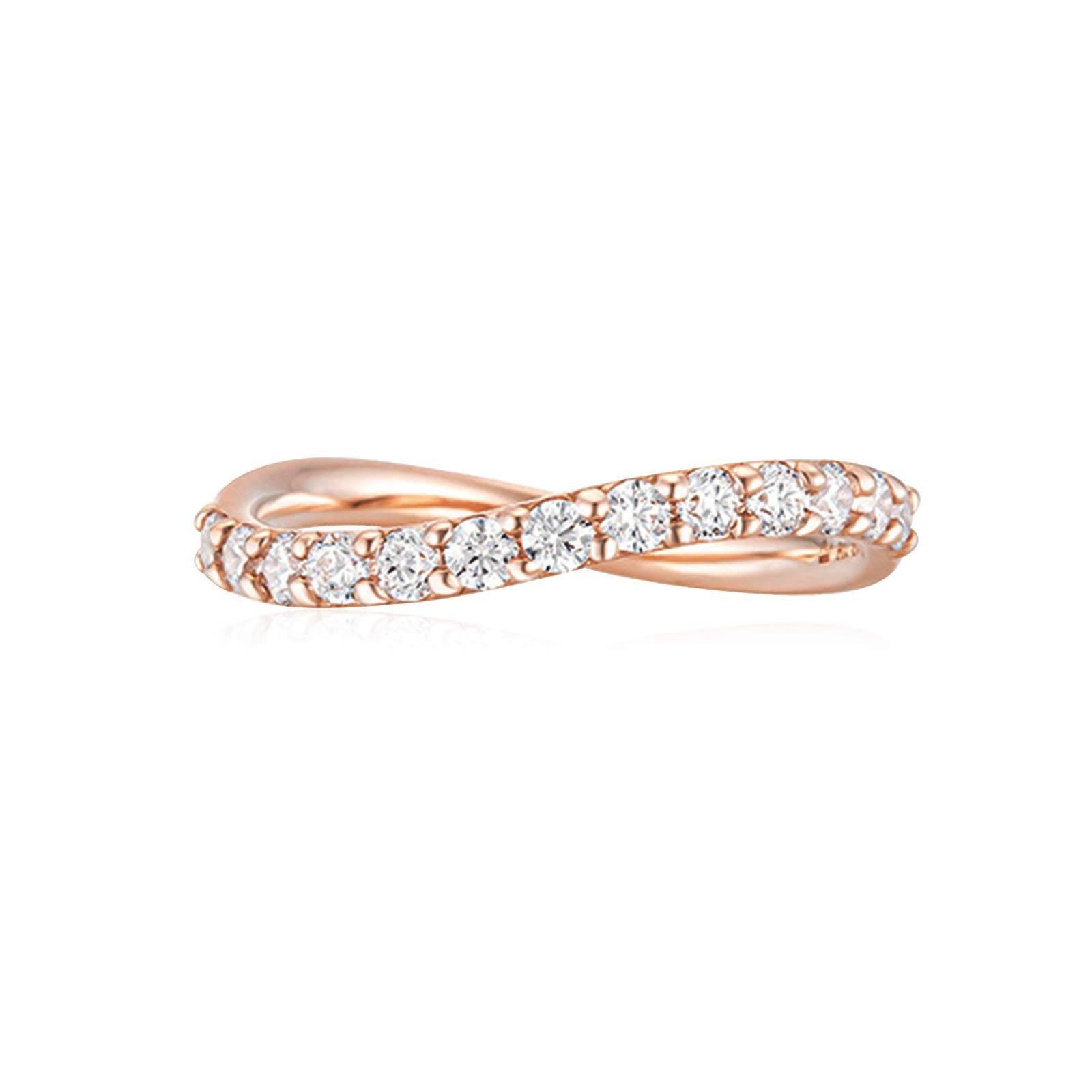 Sterling Silver with Rose Gold Plated Round Shaped Moissanite Wedding Ring