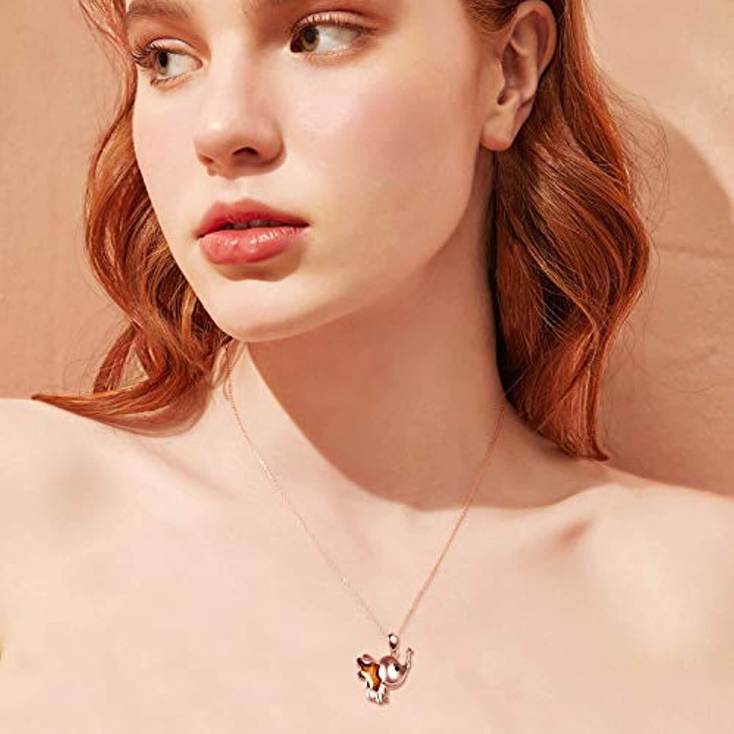 Sterling Silver with Rose Gold Plated Elephant Pendant Necklace