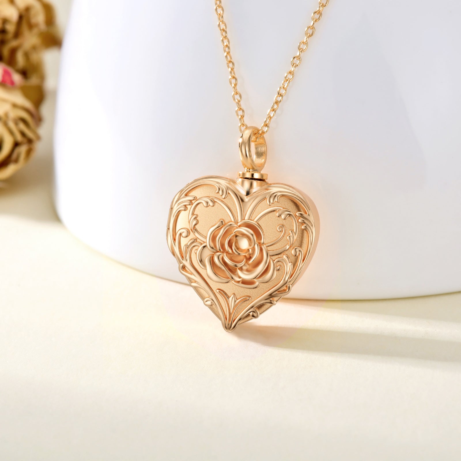 Sterling Silver with Rose Gold Plated & Personalized Engraving Rose Pendant Necklace
