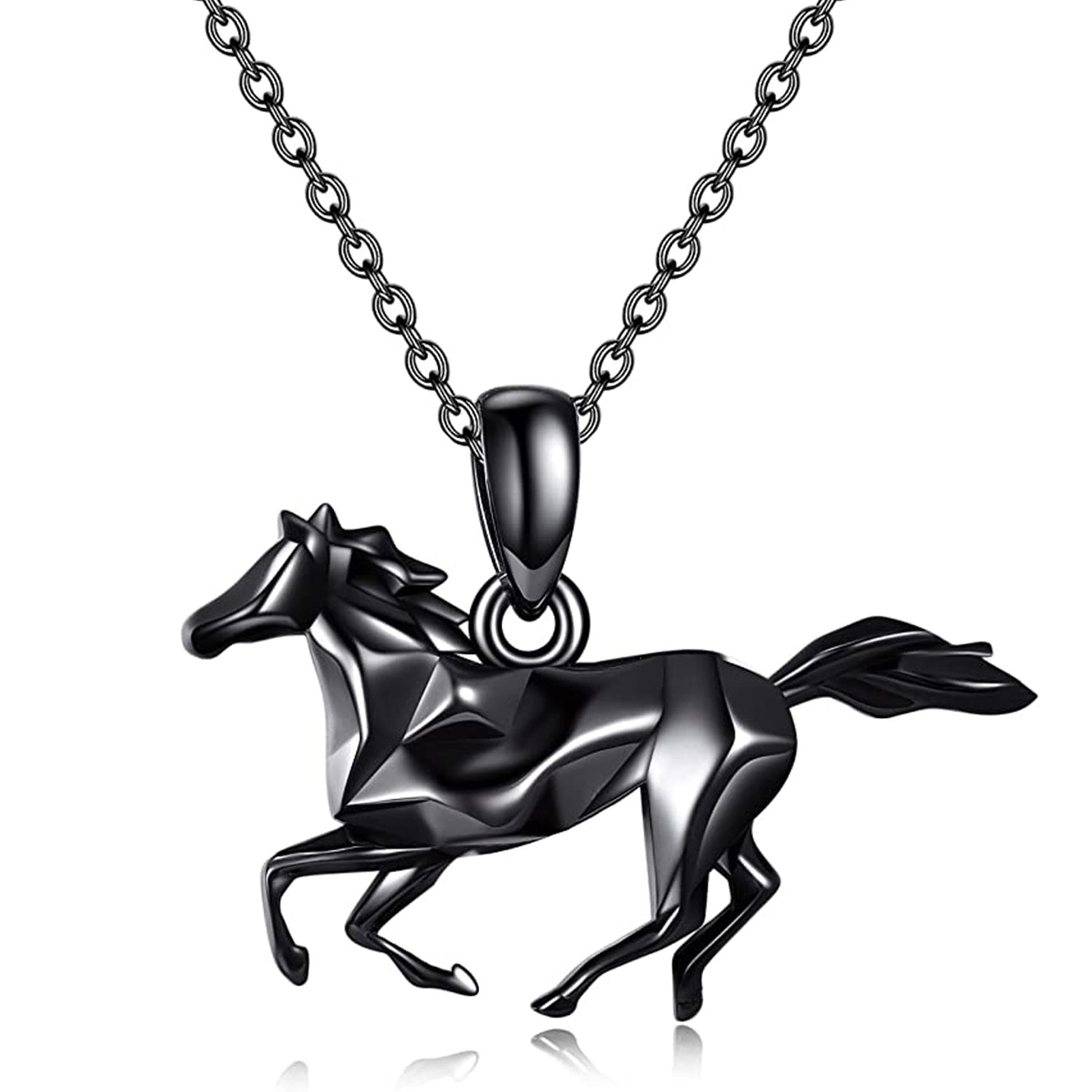 Sterling Silver with Rose Gold Plated Horse Pendant Necklace