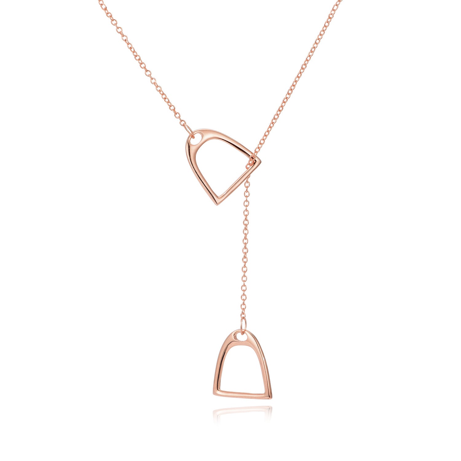 Sterling Silver with Rose Gold Plated Horseshoe Adjustable Y Necklace