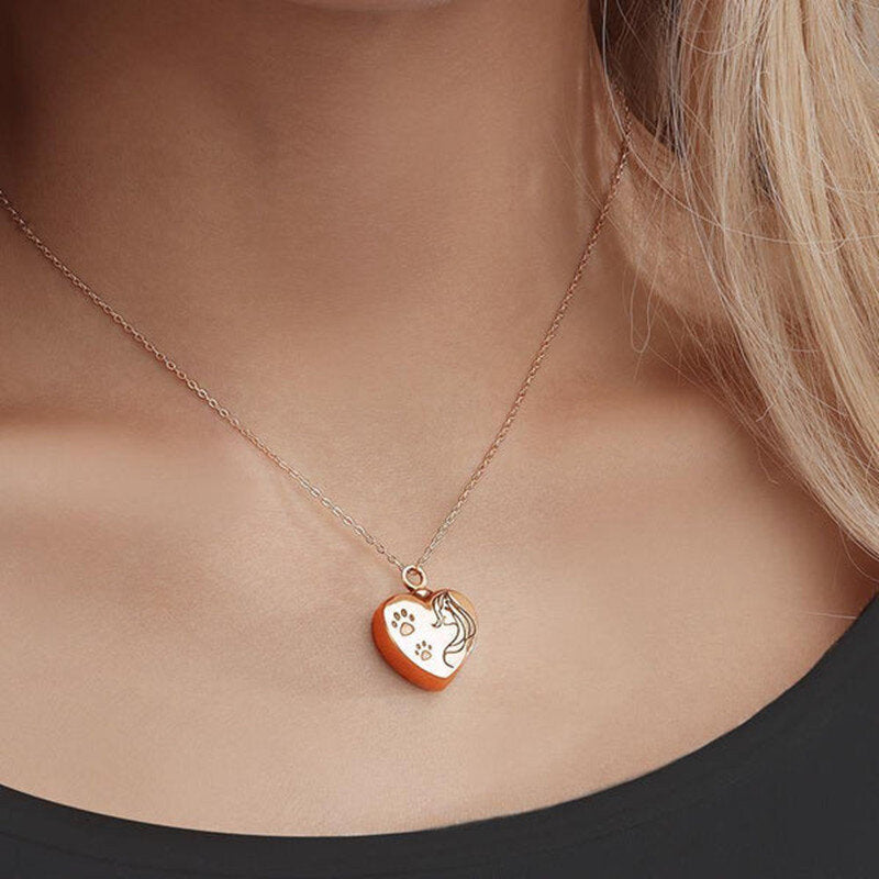 Sterling Silver with Rose Gold Plated Paw & Personalized Photo Urn Necklace for Ashes