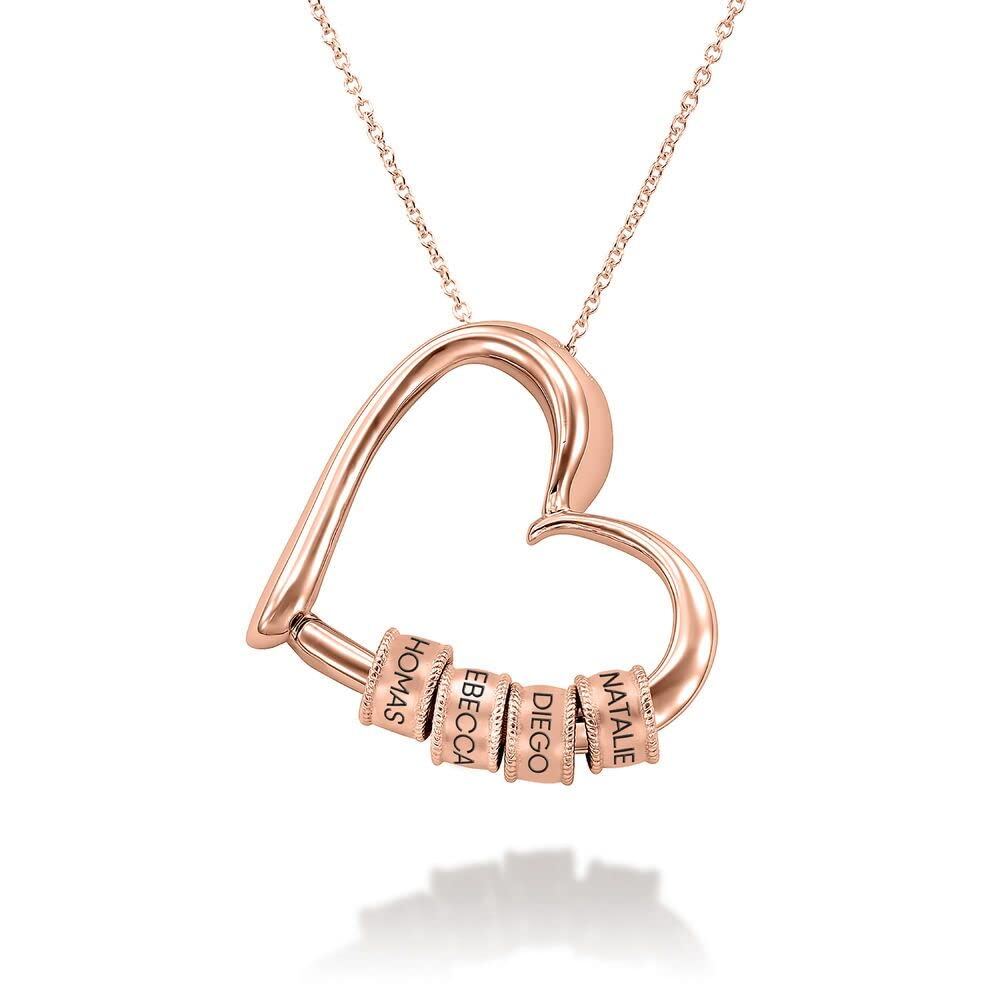 Sterling Silver with Rose Gold Plated Personalized Beads Name Heart Pendant Necklace