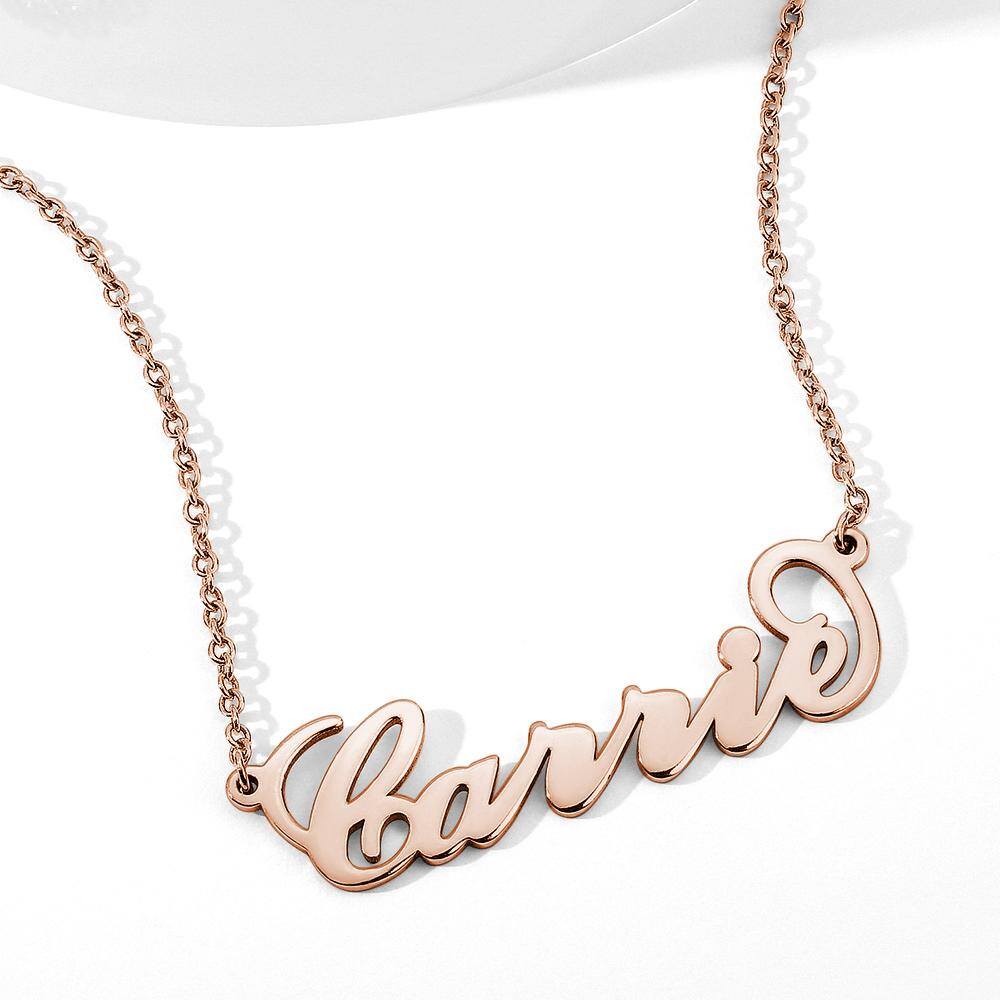 Sterling Silver with Rose Gold Plated Personalized Classic Name Pendant Necklace
