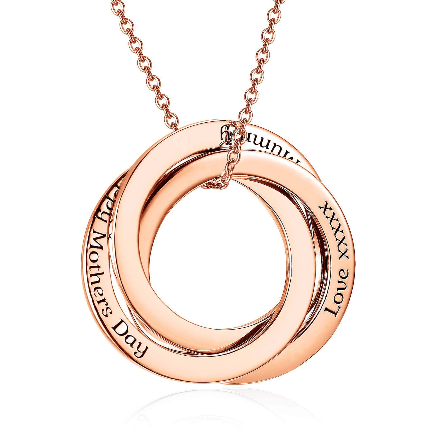 Sterling Silver with Rose Gold Plated Personalized Engraving Circle Pendant Necklace