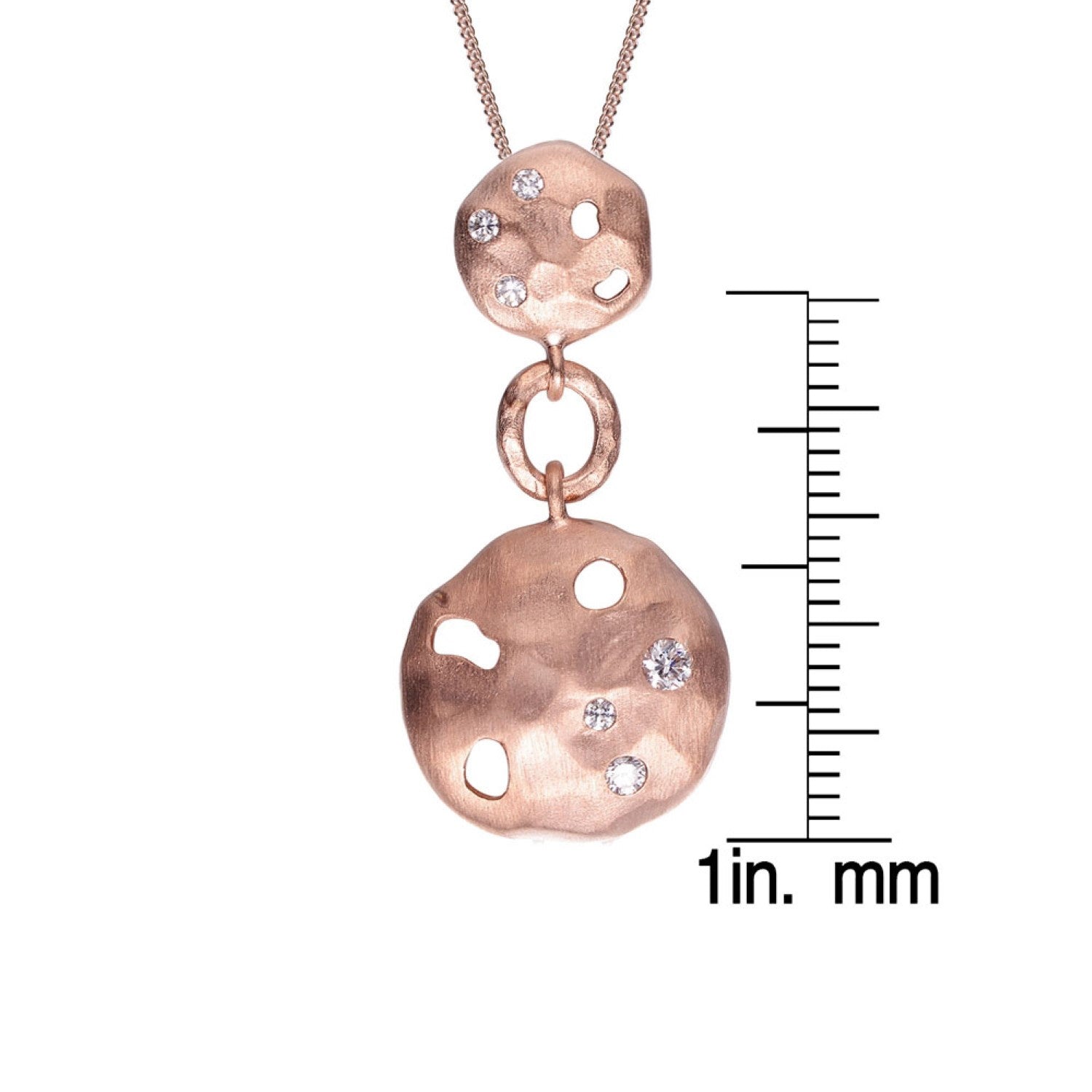 Sterling Silver Rose Gold Plated Cubic Zirconia Irregular Cut Stone Pendant