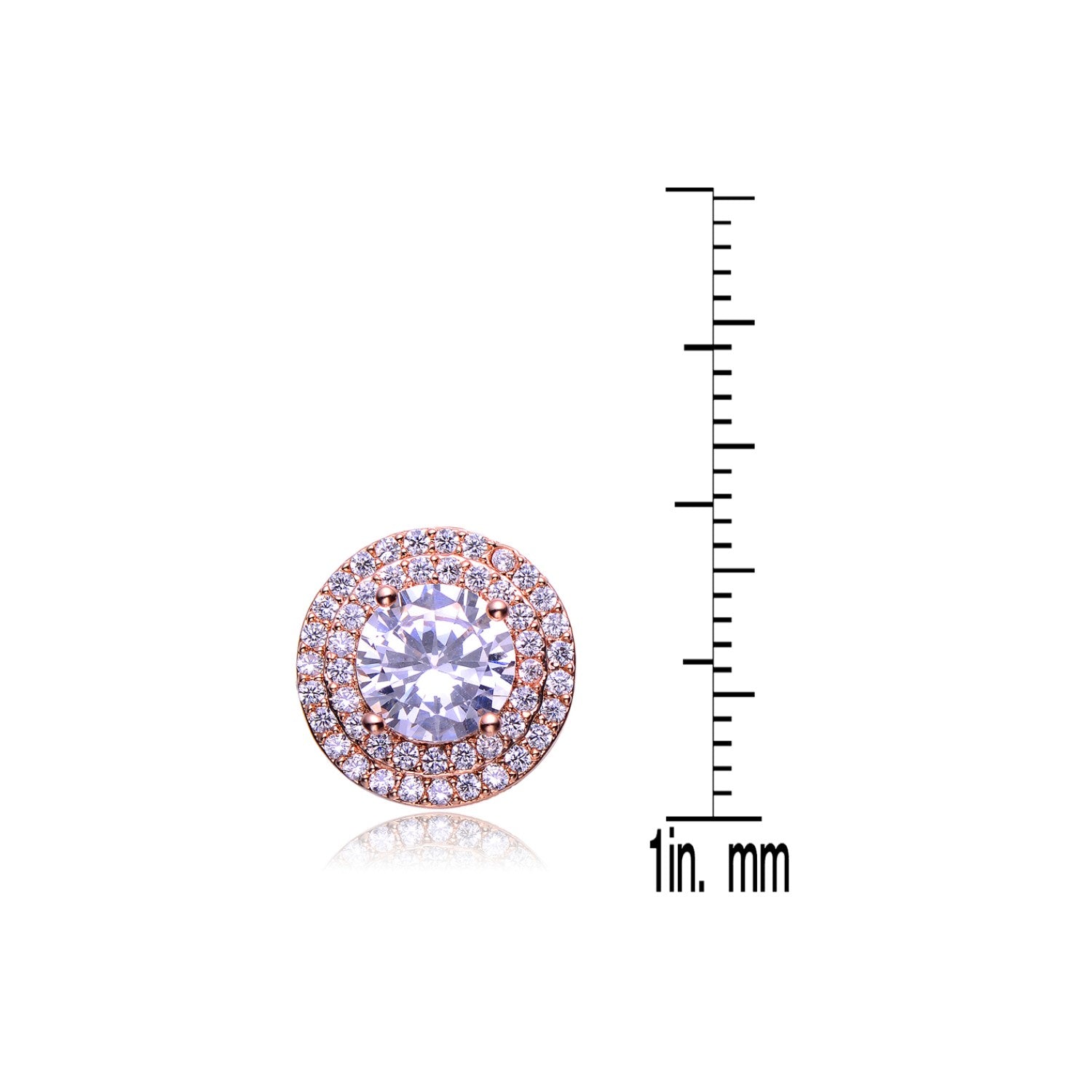 Sterling Silver Rose Gold Plated Cubic Zirconia Stud Earrings