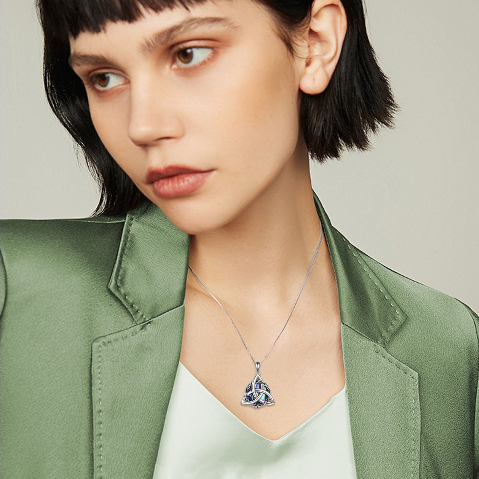 Sterling Silver Round Abalone Shellfish Celtic Knot Urn Necklace for Ashes with Engraved Word