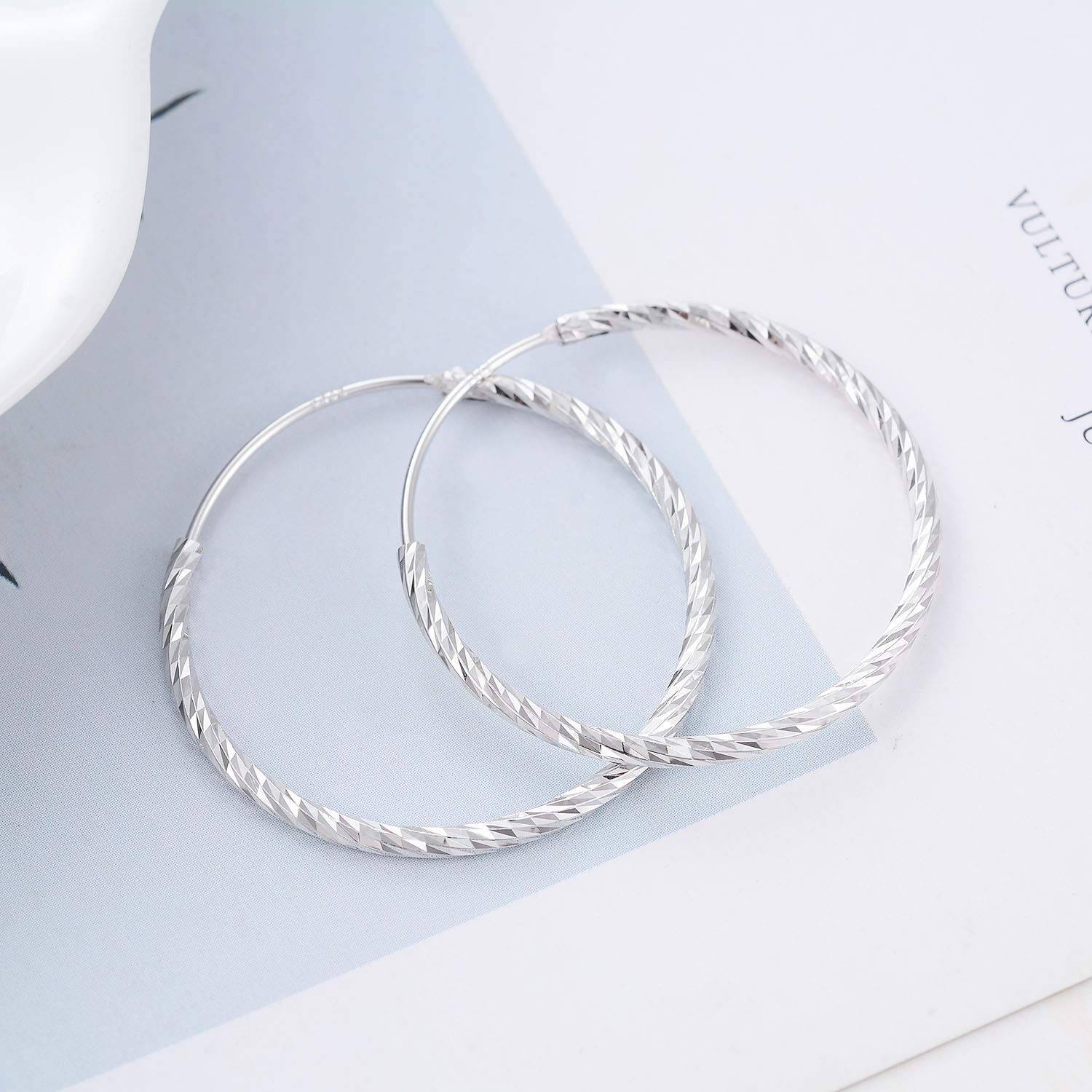 Sterling Silver Round Hoop Earrings