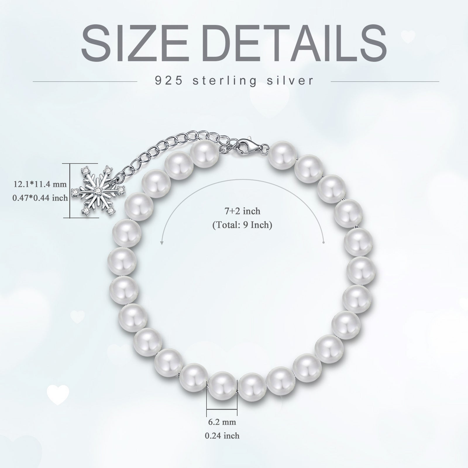 Sterling Silver Round Pearl Beads Bracelet For Women