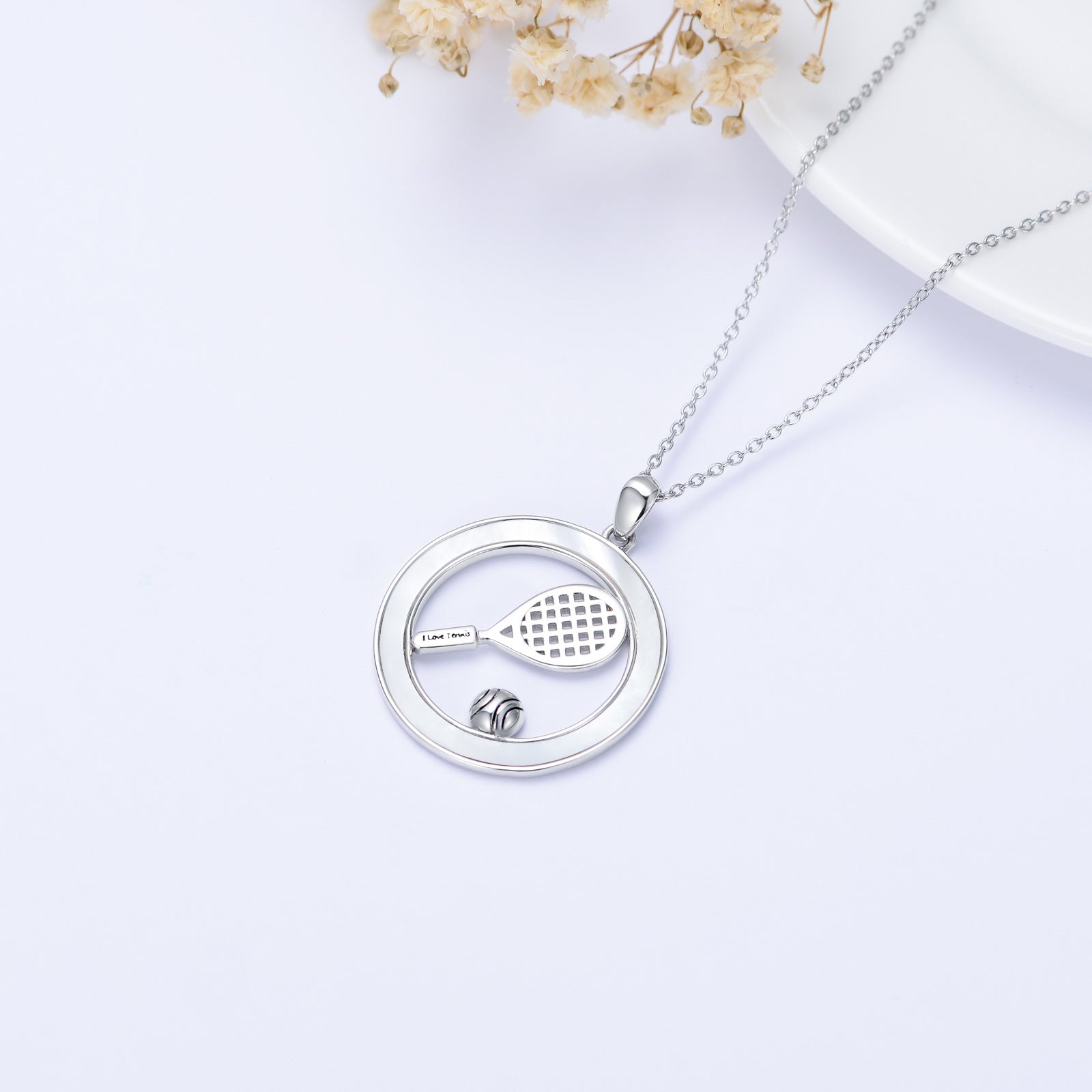 Sterling Silver Round Tennis Pendant Necklace