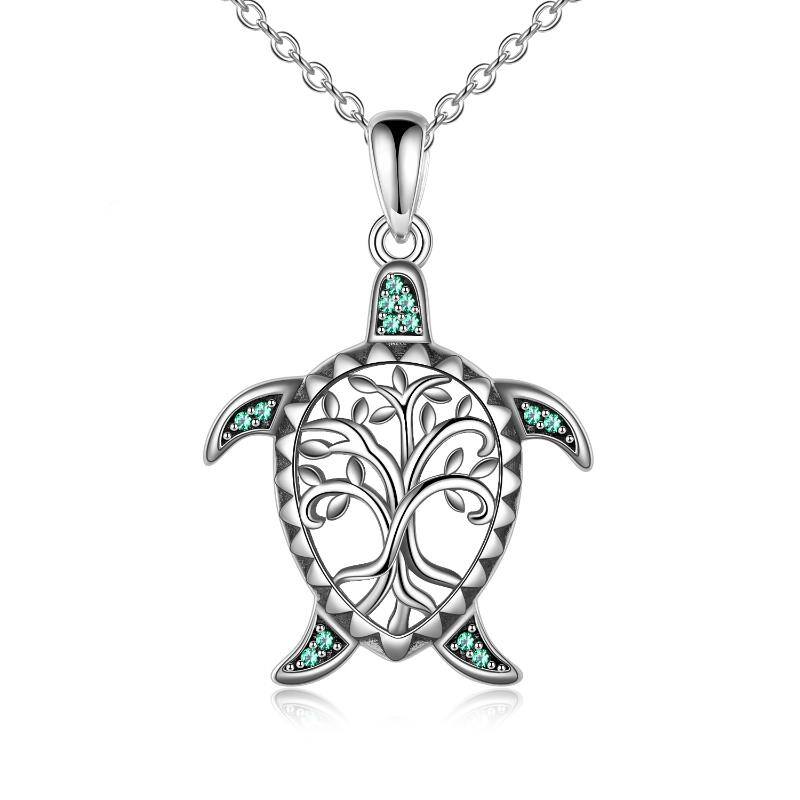 Sterling Silver Round Tree Of Life Pendant Necklace