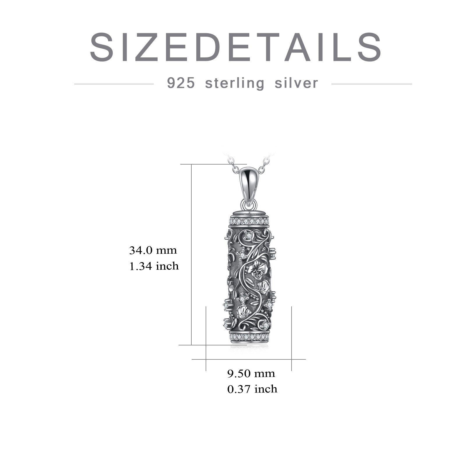 Sterling Silver Round Zircon Birth Flower Urn Necklace for Ashes