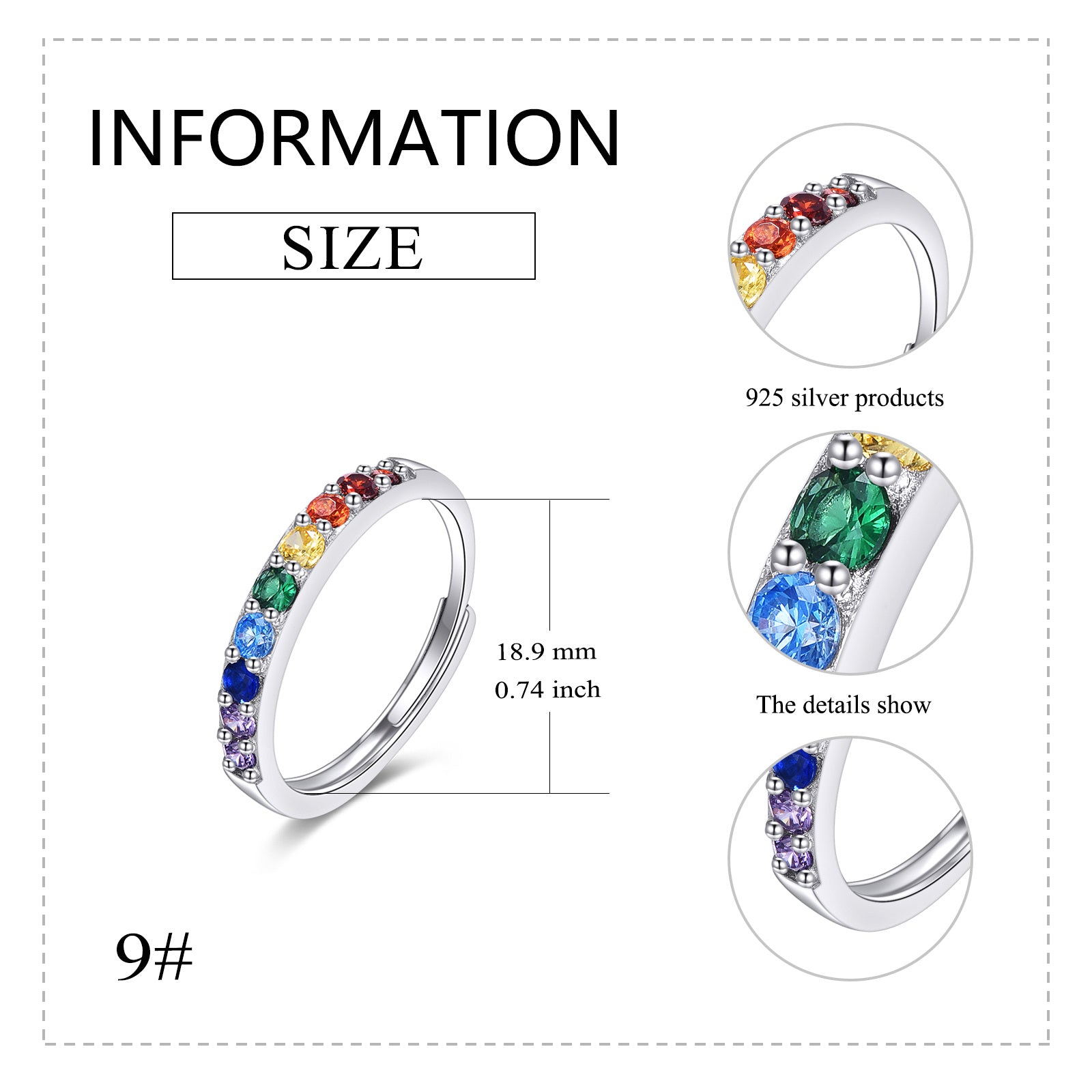 Sterling Silver Round Zircon Circle Ring