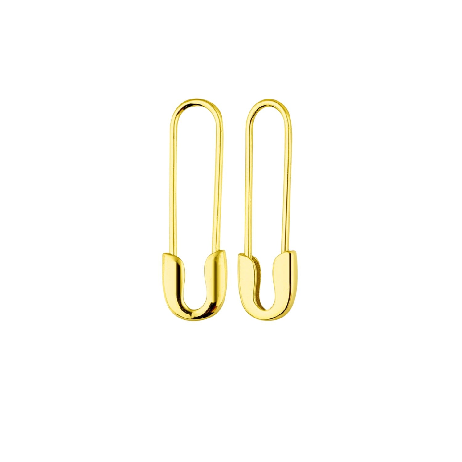 Sterling Silver Safety Pin Earrings - Gold