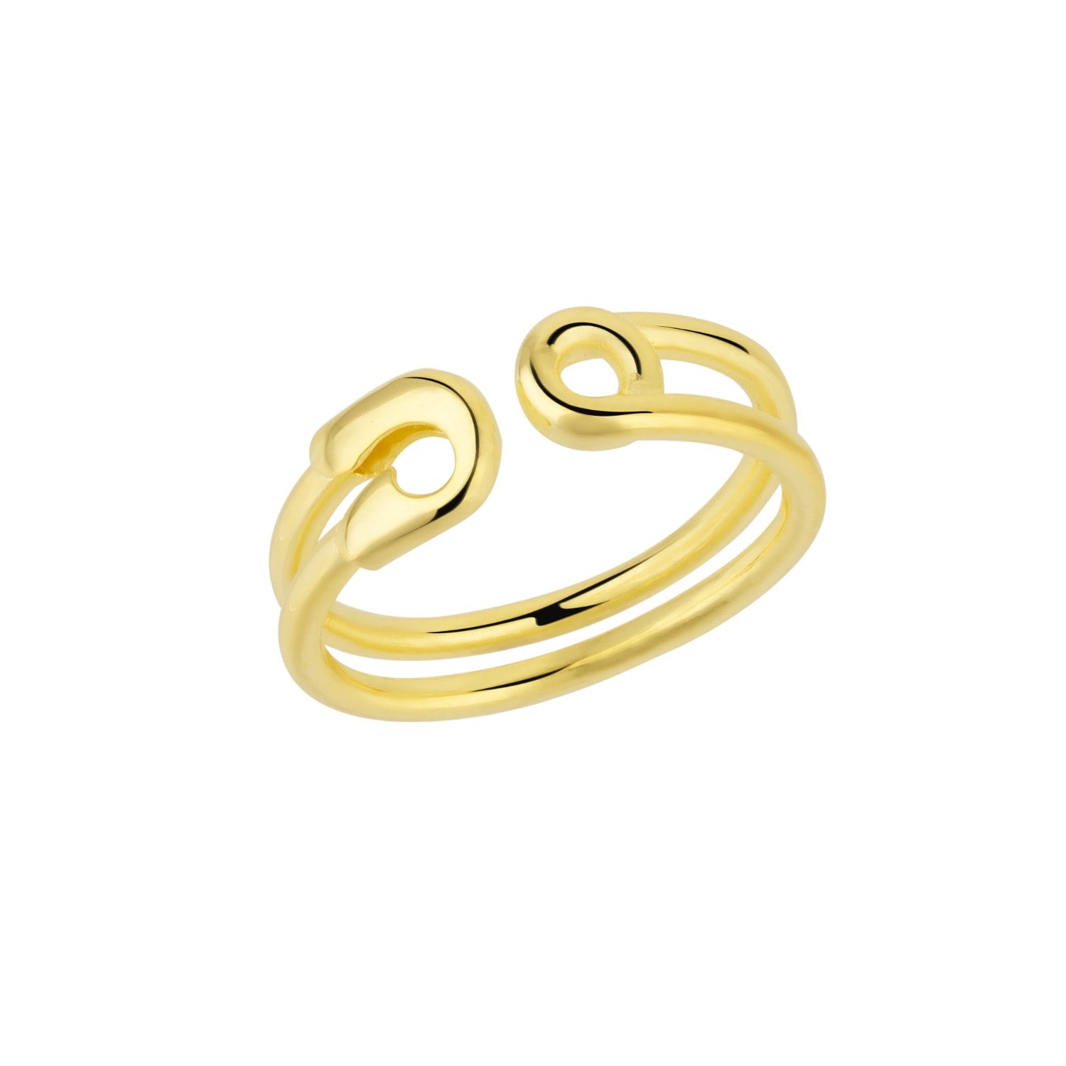 Sterling Silver Safety Pin Ring - Gold