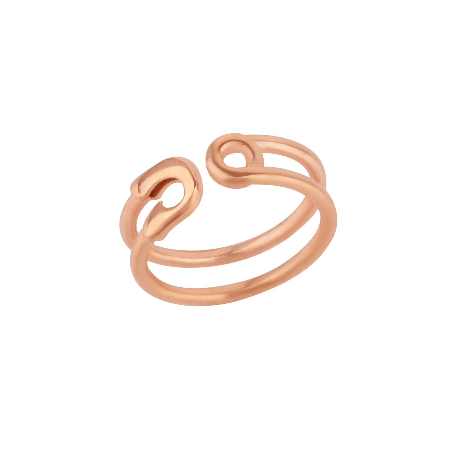 Sterling Silver Safety Pin Ring - Rose Gold