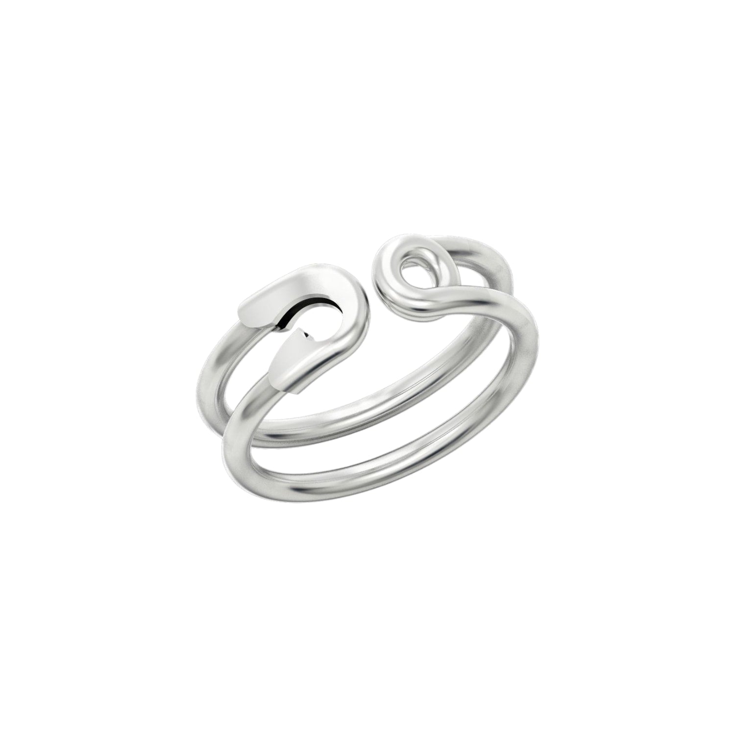Sterling Silver Safety Pin Ring - Silver