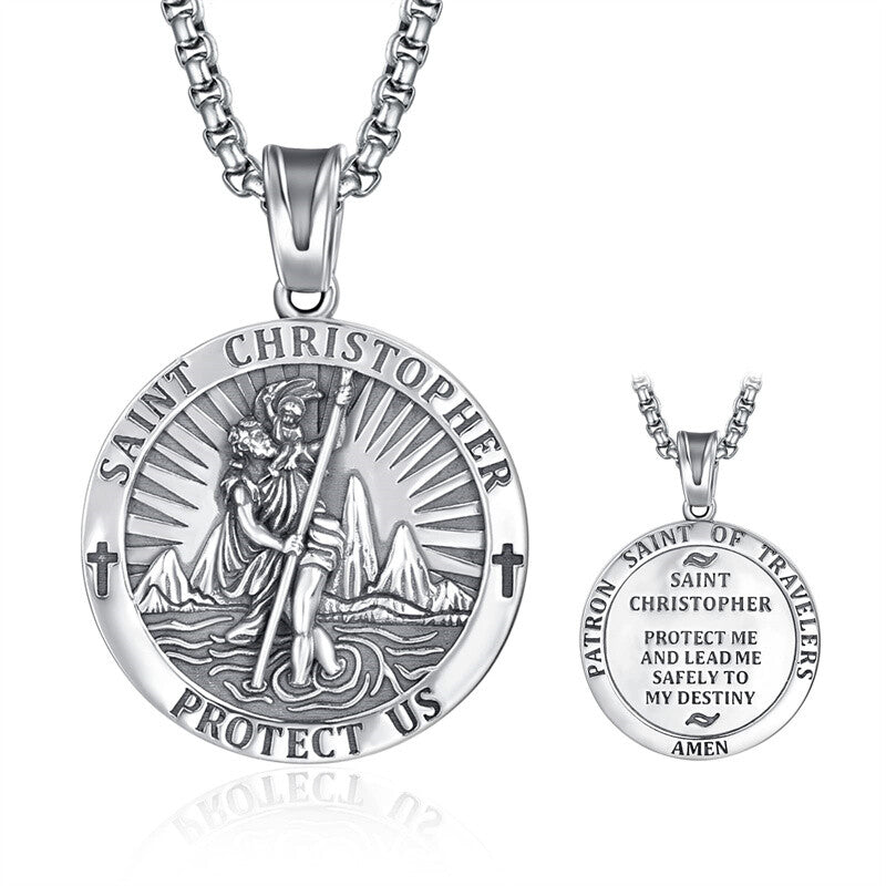 Sterling Silver Saint Christopher Pendant Necklace